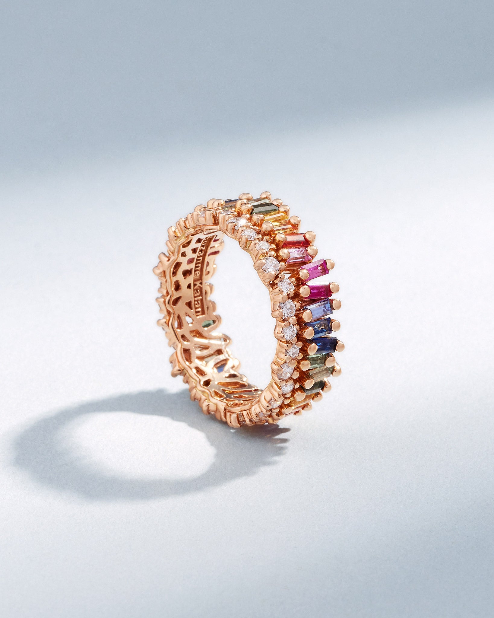 Suzanne Kalan Short Stack Rainbow Sapphire Eternity Band in 18k rose gold