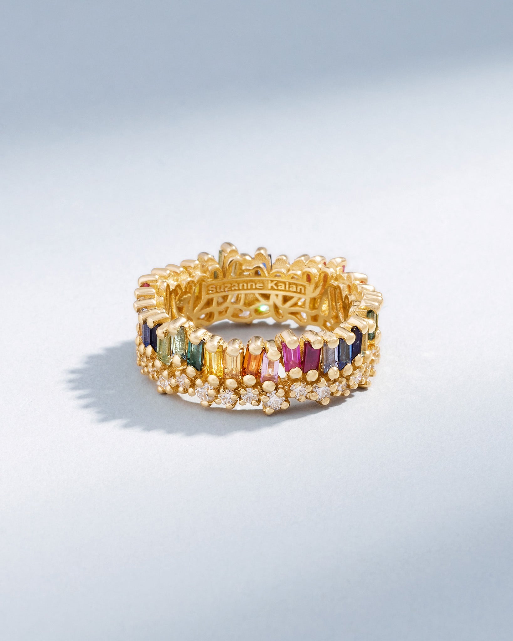 Suzanne Kalan Short Stack Rainbow Sapphire Eternity Band in 18k yellow gold