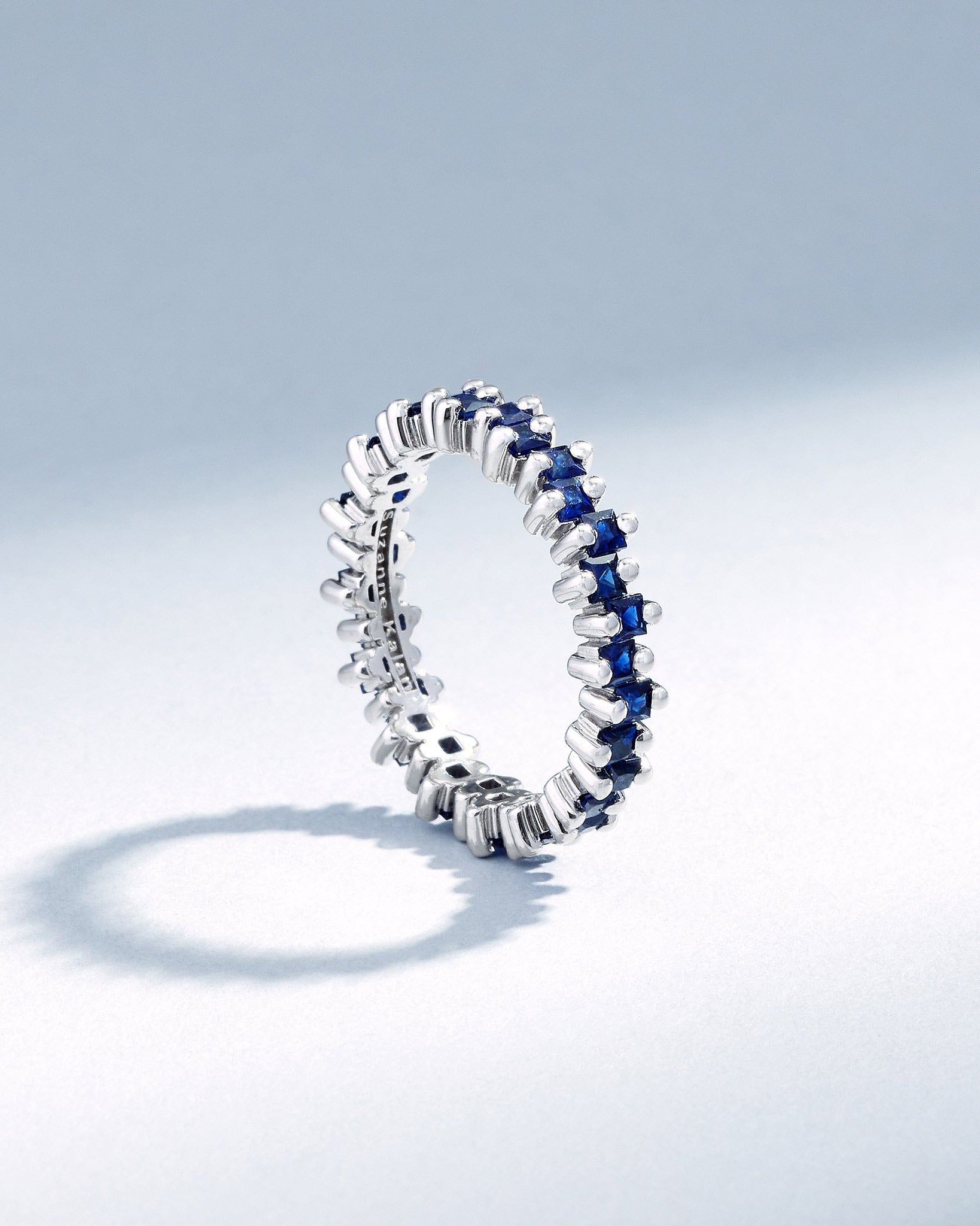 Suzanne Kalan Princess Midi Dark Blue Sapphire Eternity Band in 18k white gold