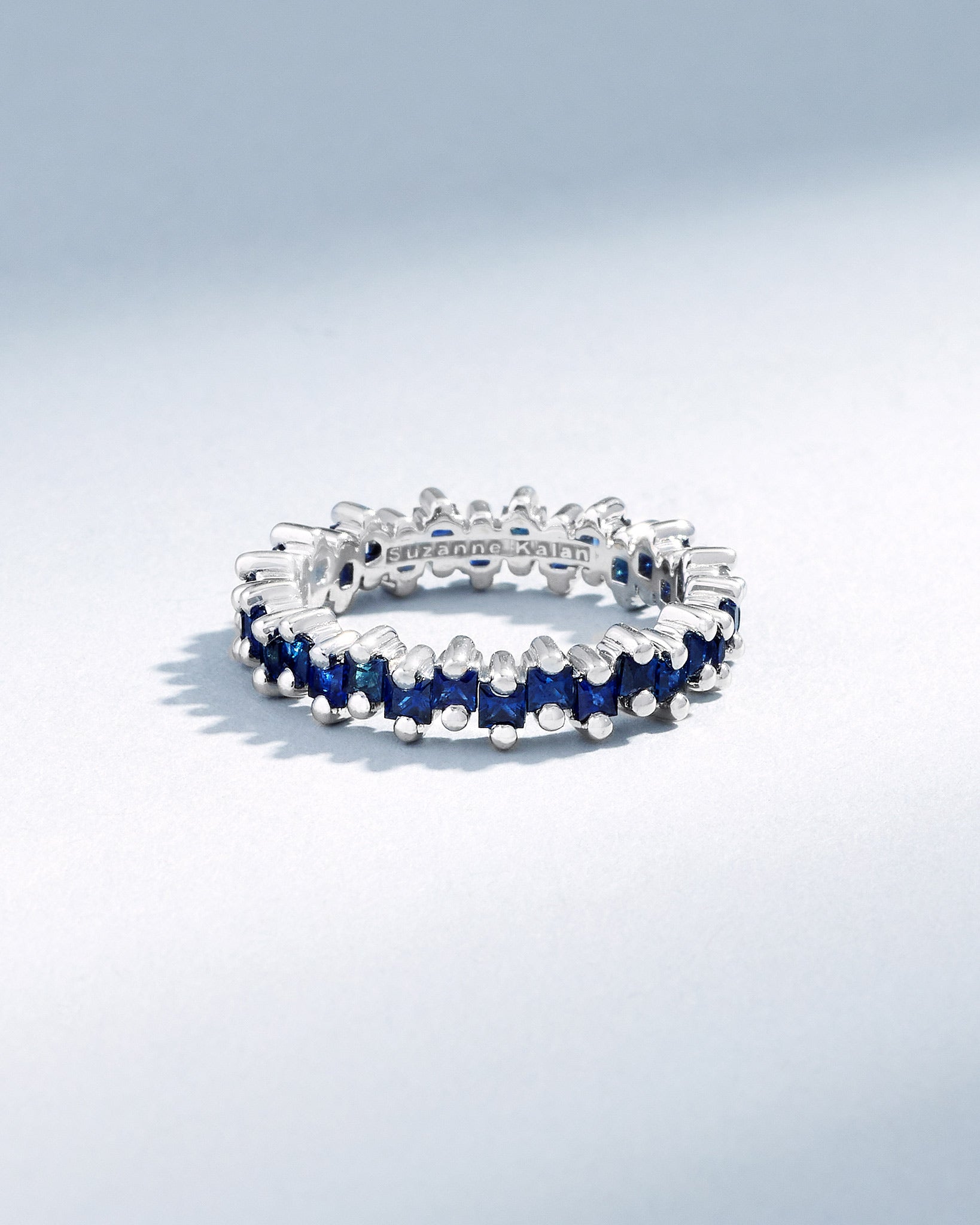 Suzanne Kalan Princess Midi Dark Blue Sapphire Eternity Band in 18k white gold