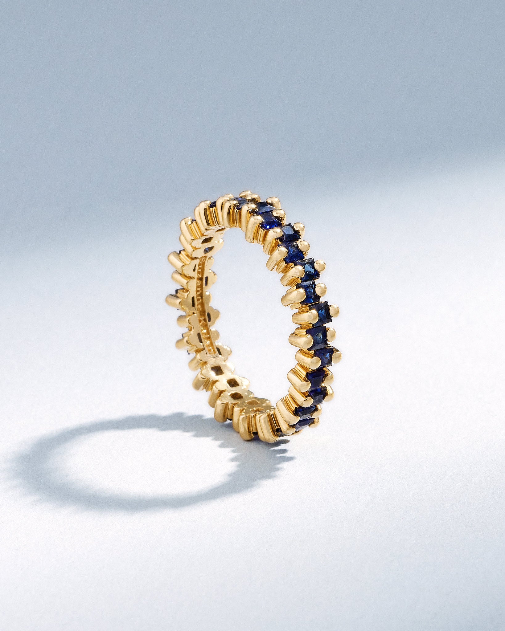 Suzanne Kalan Princess Midi Dark Blue Sapphire Eternity Band in 18k yellow gold