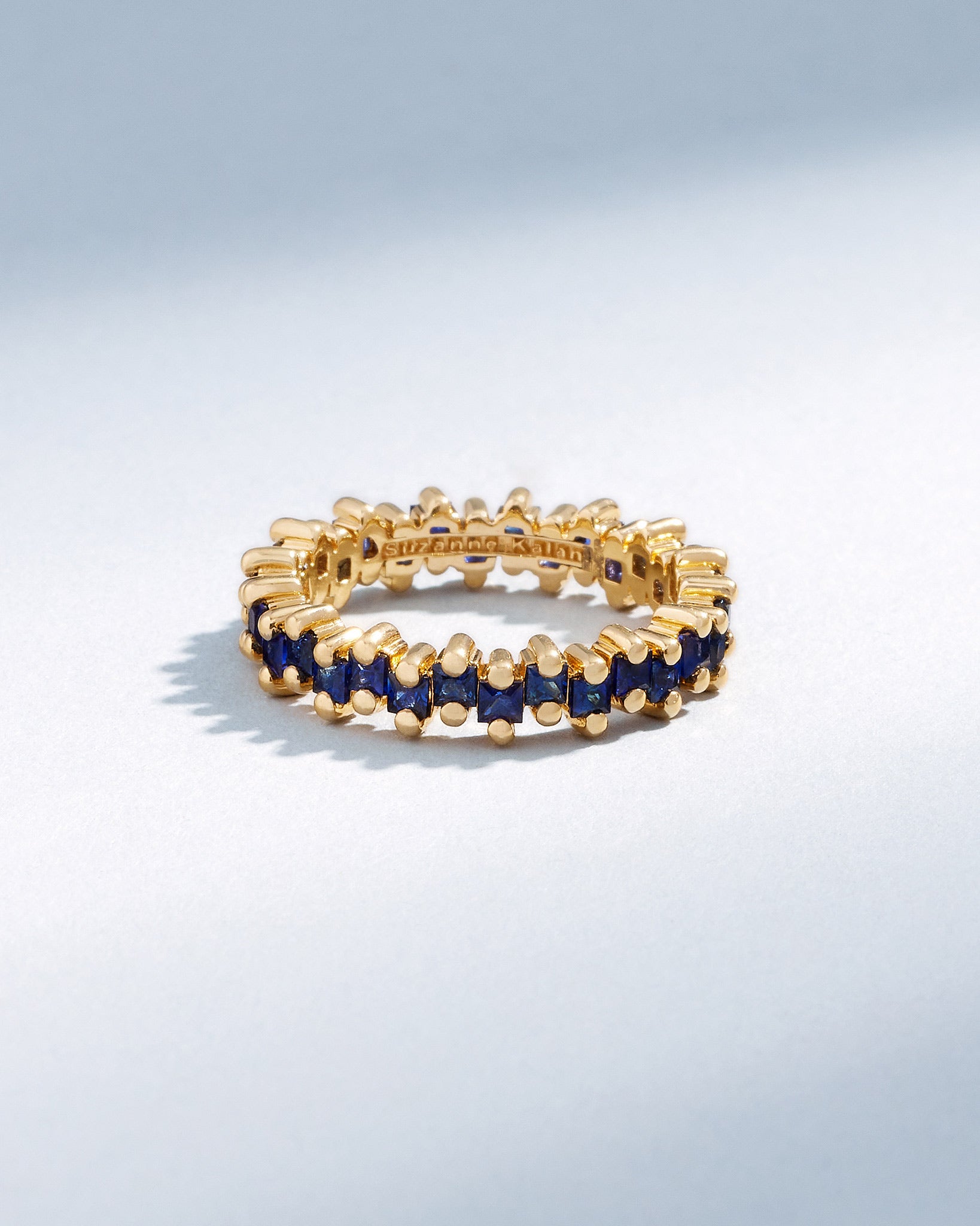 Suzanne Kalan Princess Midi Dark Blue Sapphire Eternity Band in 18k yellow gold