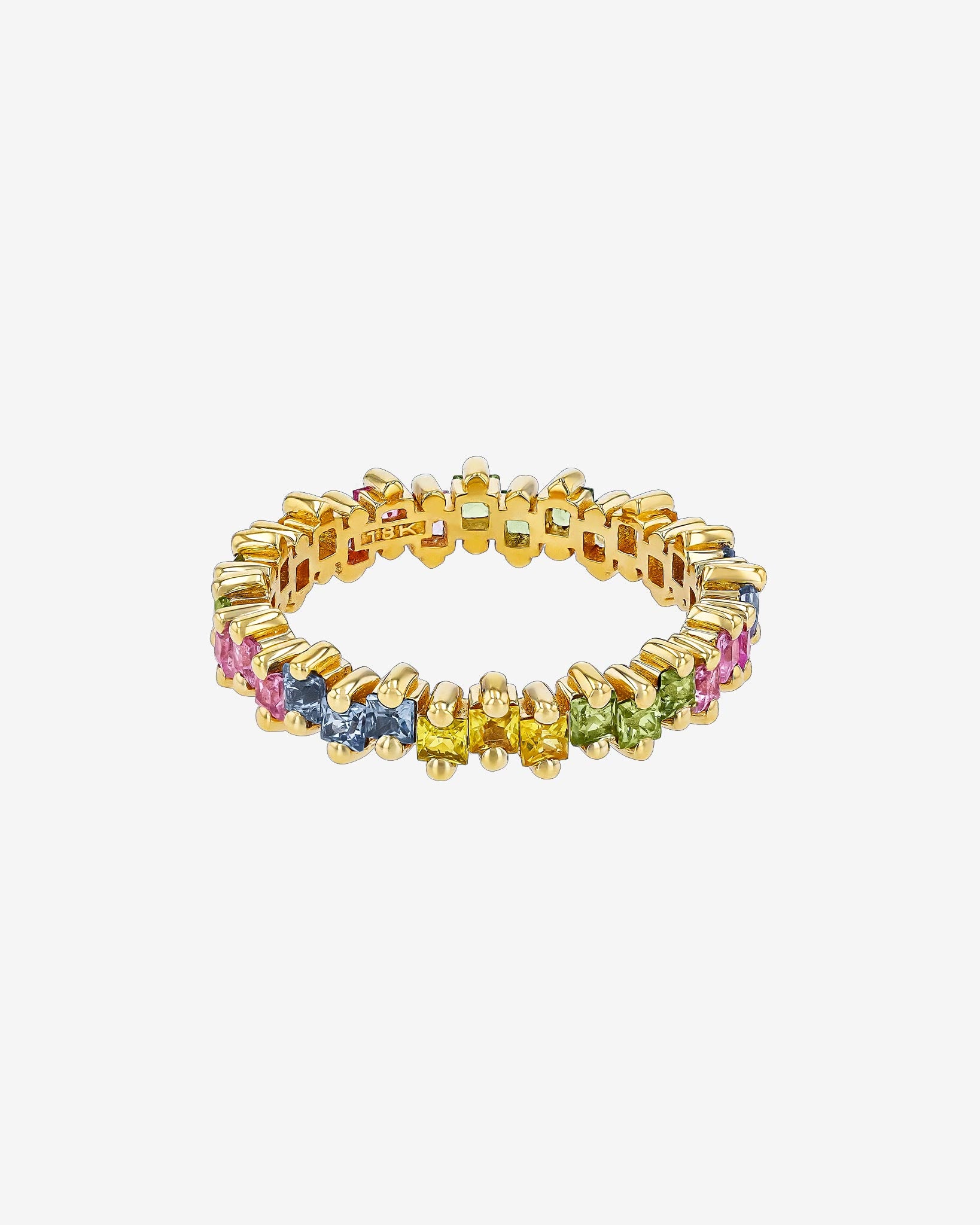 Suzanne Kalan Princess Midi Pastel Sapphire Eternity Band in 18k yellow gold