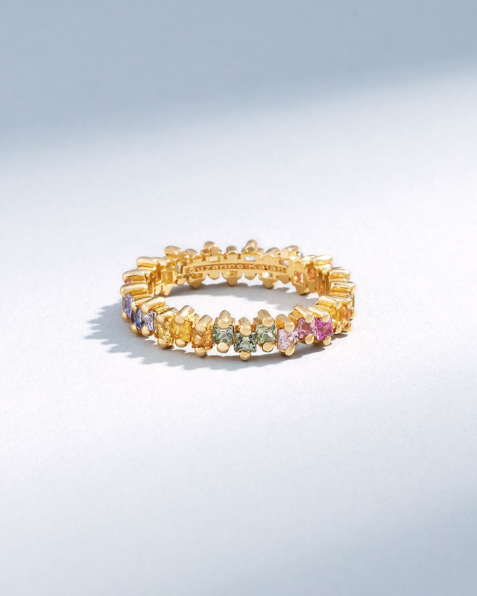 Suzanne Kalan Princess Midi Pastel Sapphire Eternity Band in 18k yellow gold