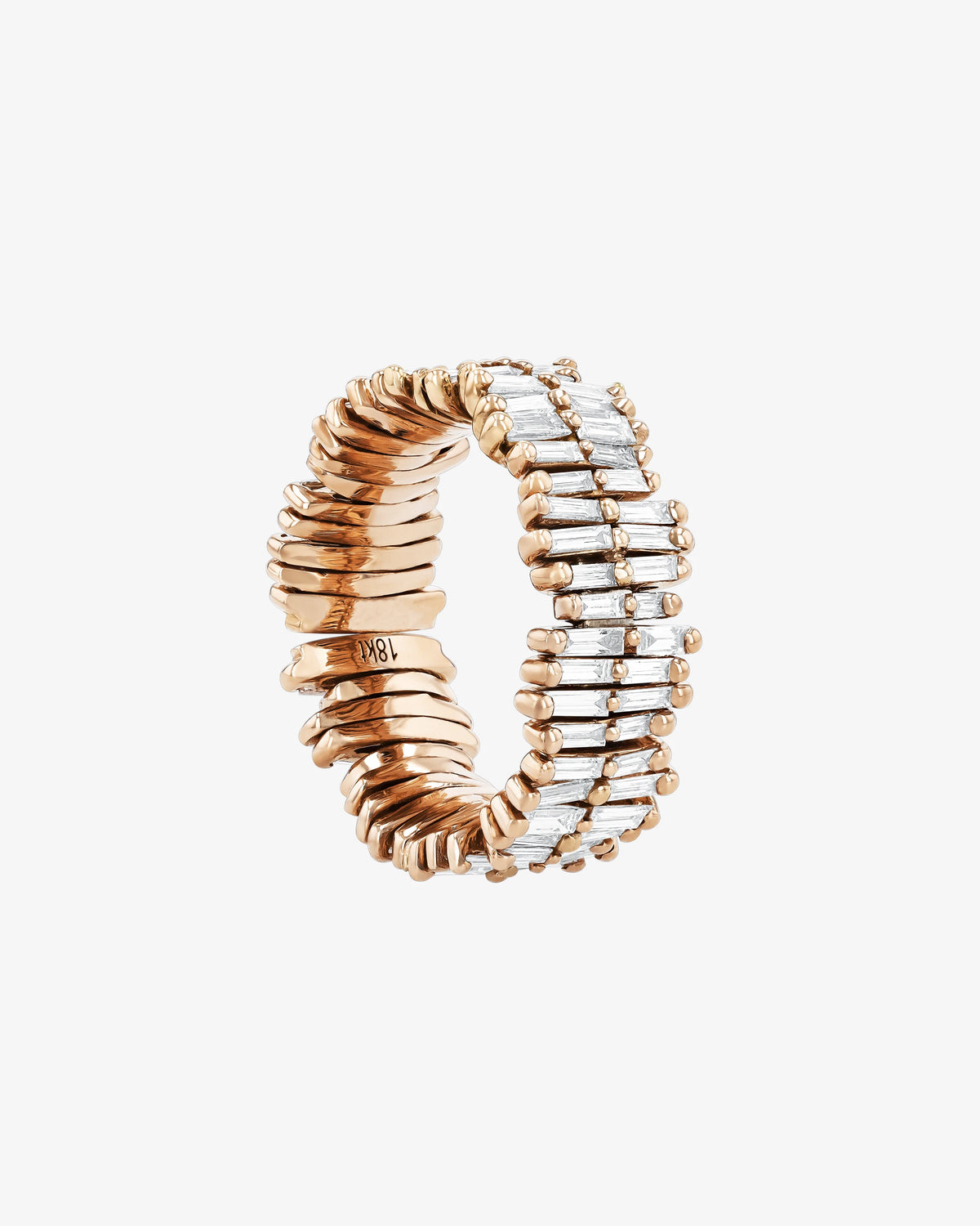 Suzanne Kalan Classic Gold Full Baguette Diamond Midi Band in 18k rose gold