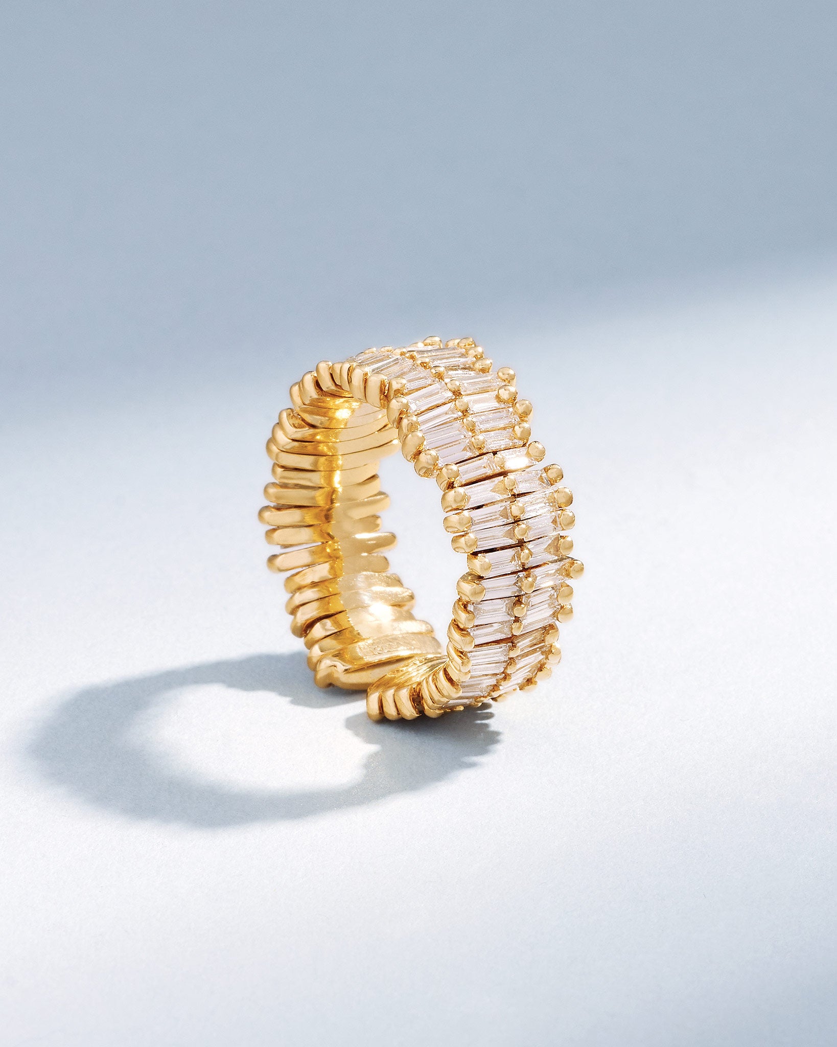 Suzanne Kalan Classic Gold Full Baguette Midi Eternity Band in 18k yellow gold