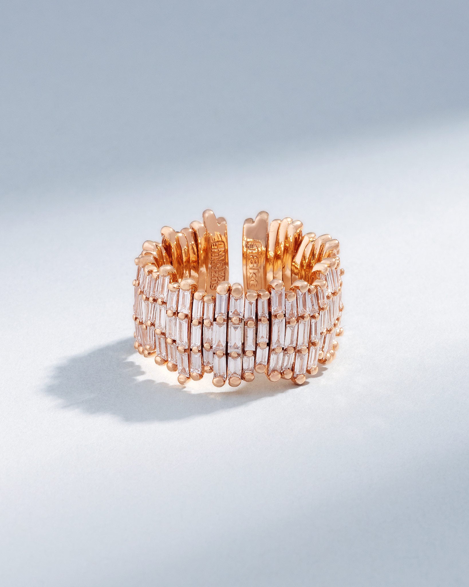 Suzanne Kalan Triple Row baguette Diamond Eternity Band in 18k rose gold