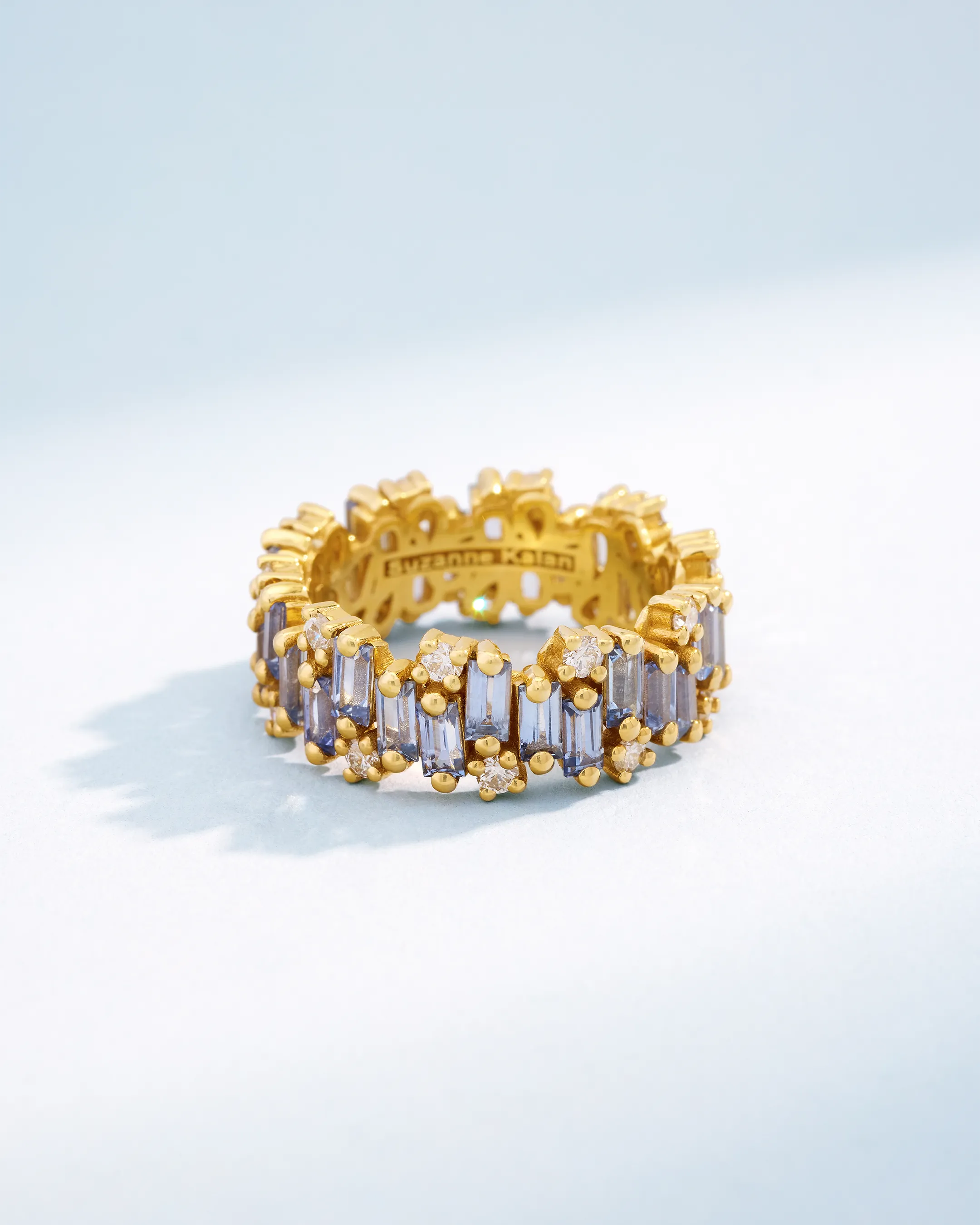 Suzanne Kalan Shimmer Audrey Light Blue Sapphire Eternity Band in 18k yellow gold
