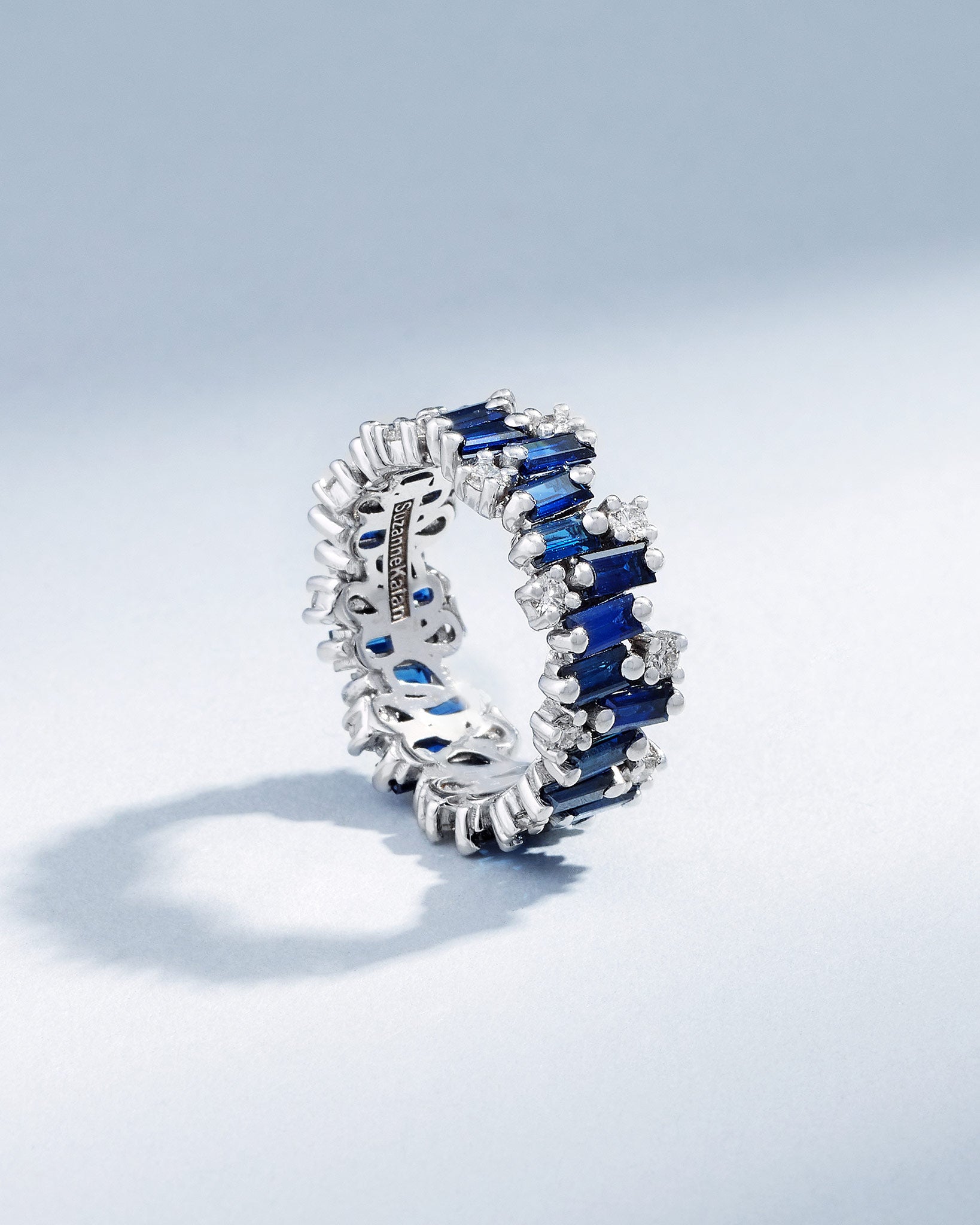 Suzanne Kalan Shimmer Audrey Dark Blue Sapphire Eternity in 18k white gold