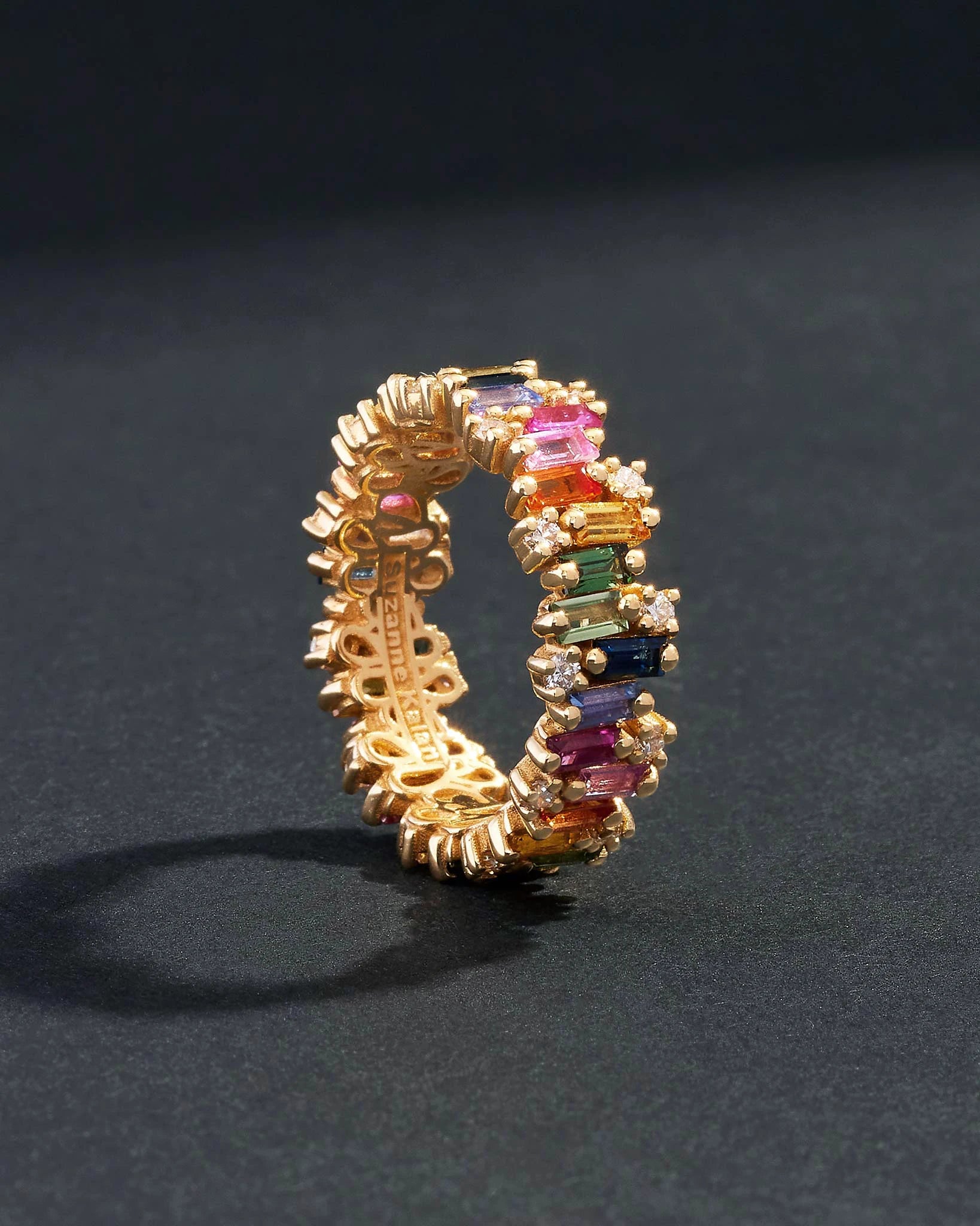 Suzanne Kalan Shimmer Audrey Rainbow Sapphire Eternity Band in 18k yellow gold