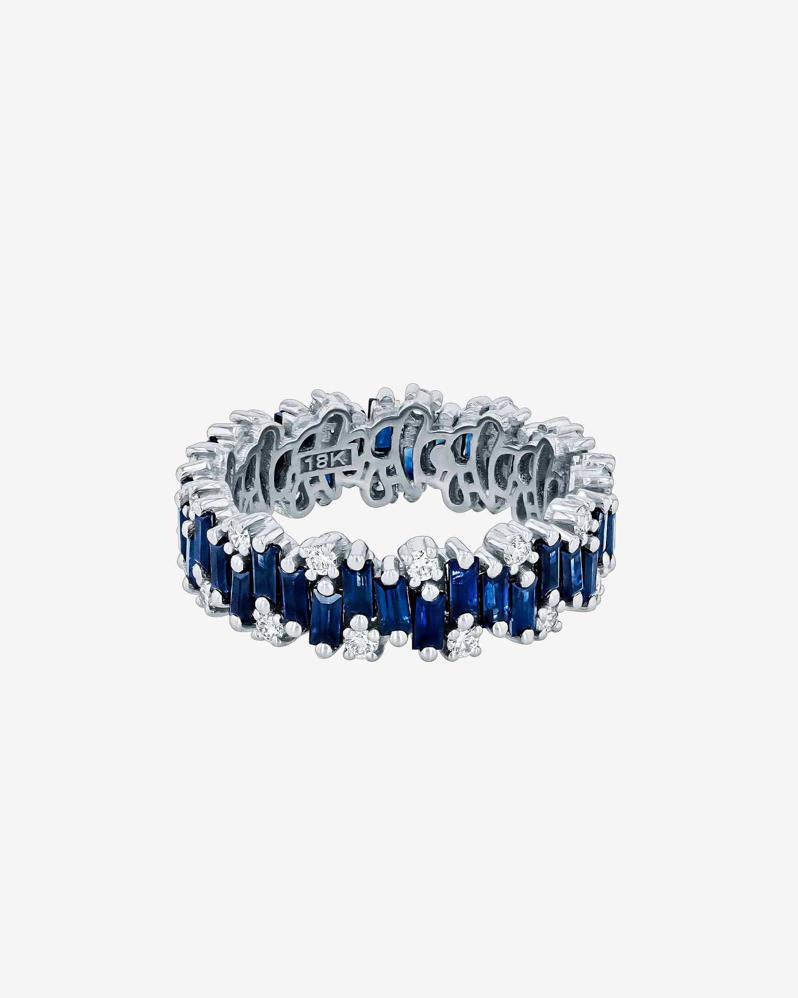 Suzanne Kalan Shimmer Alaia Dark Blue Sapphire Eternity Band in 18k white gold