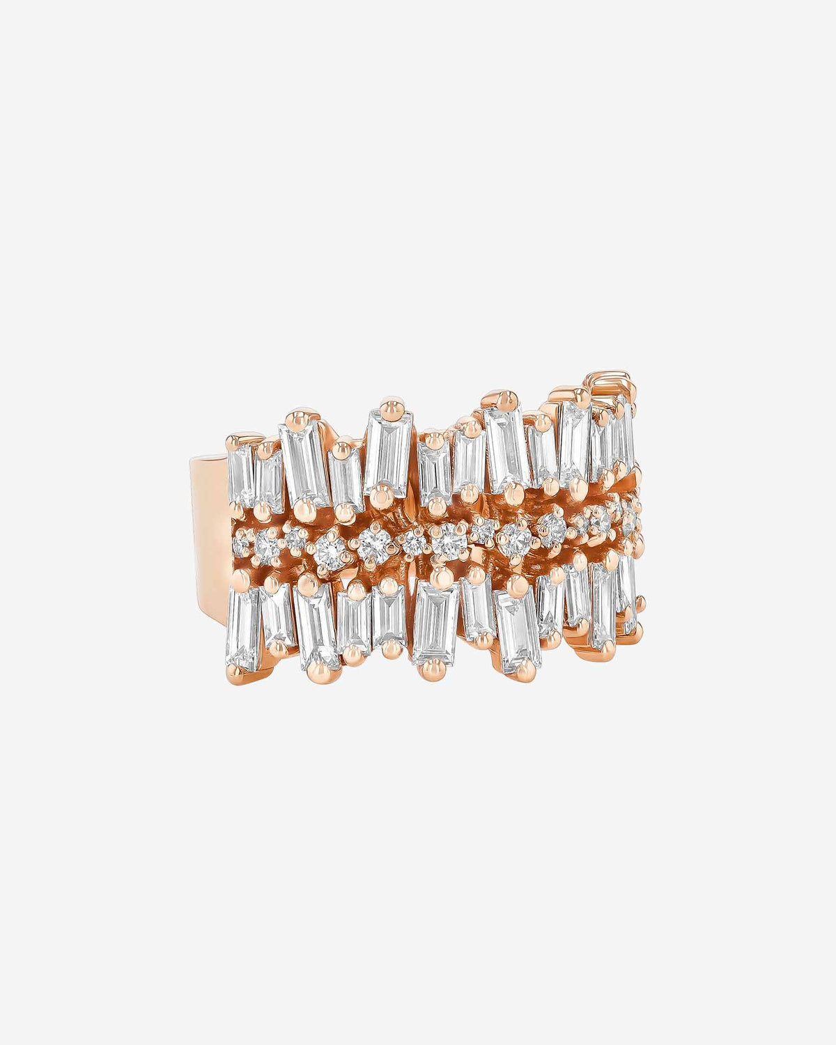 Suzanne Kalan Double Short Stack Diamond Half Band in 18k rose gold