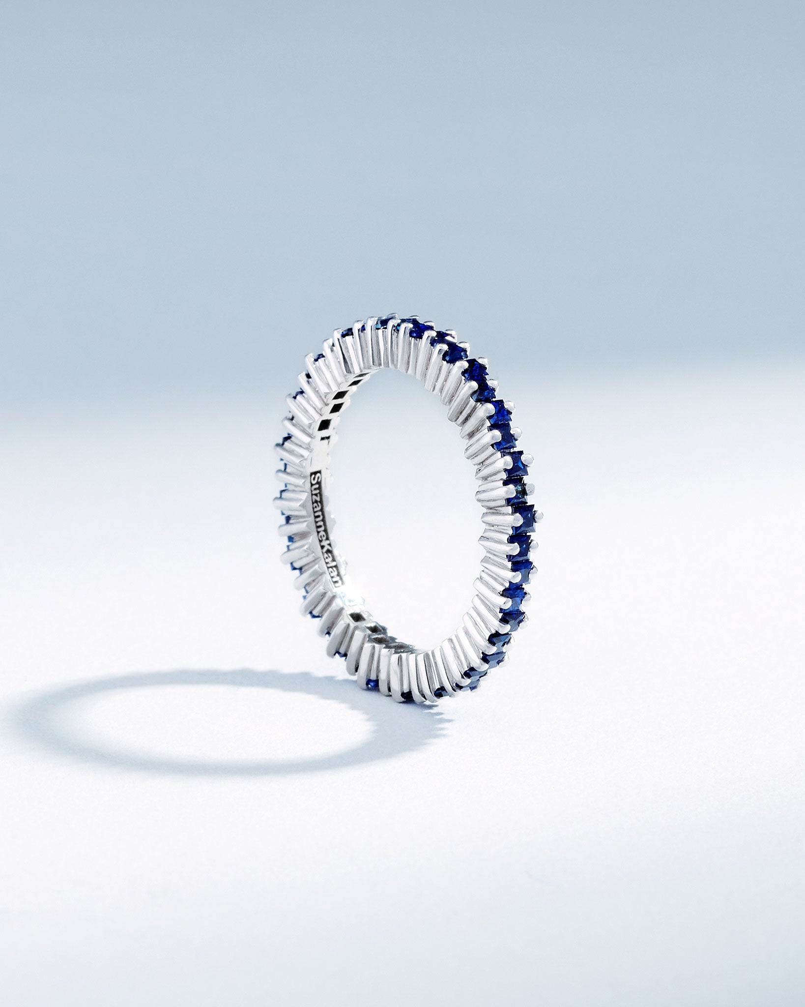 Suzanne Kalan Princess Mini Dark Blue Sapphire Eternity Band in 18k white gold