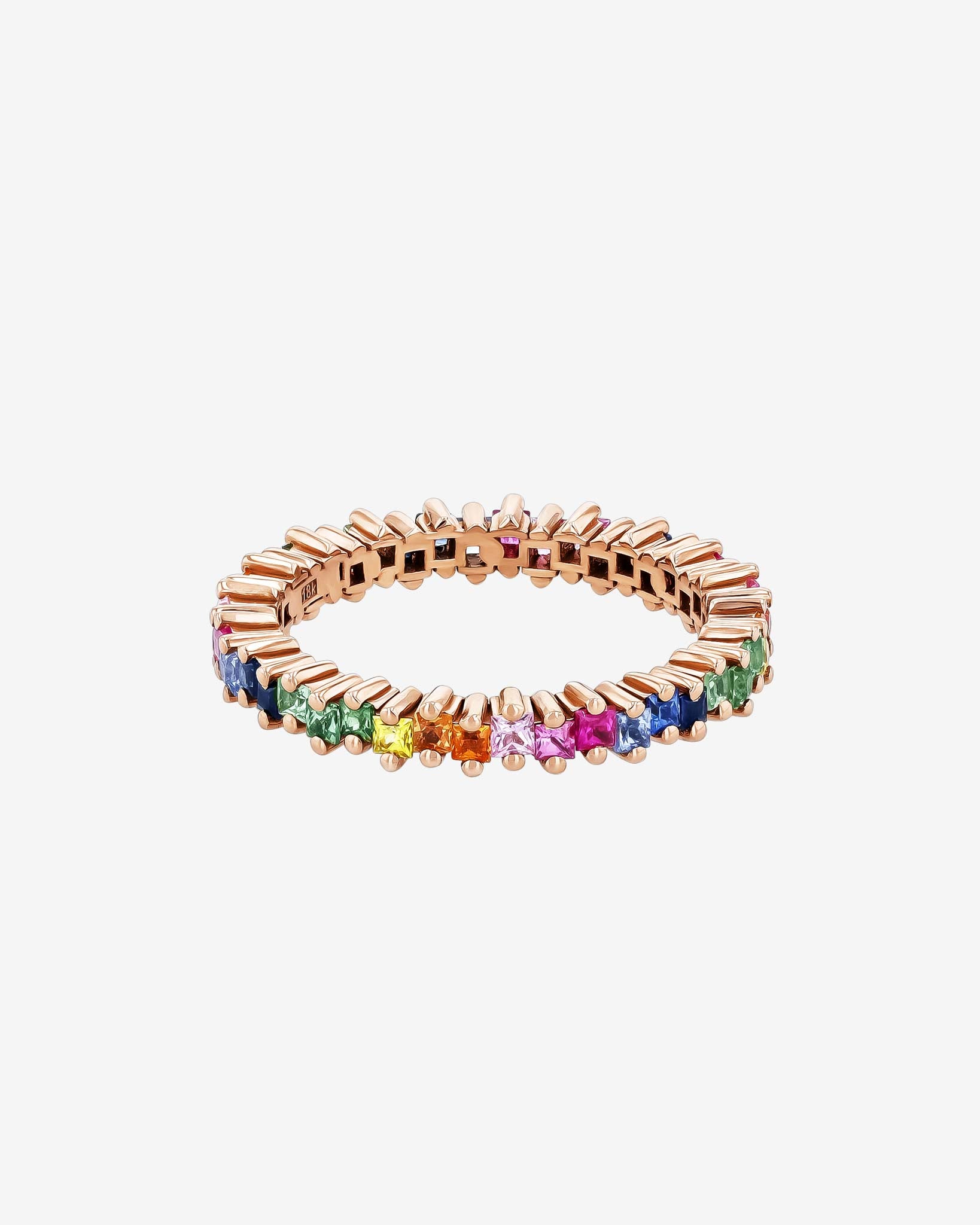 Suzanne Kalan Princess Mini Rainbow Sapphire Eternity Band in 18k rose gold