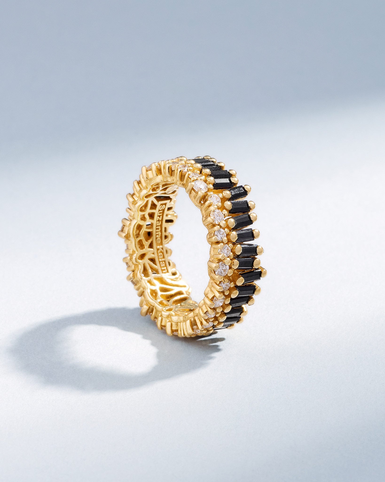 Suzanne Kalan Short Stack Black Sapphire Eternity Band in 18k yellow gold