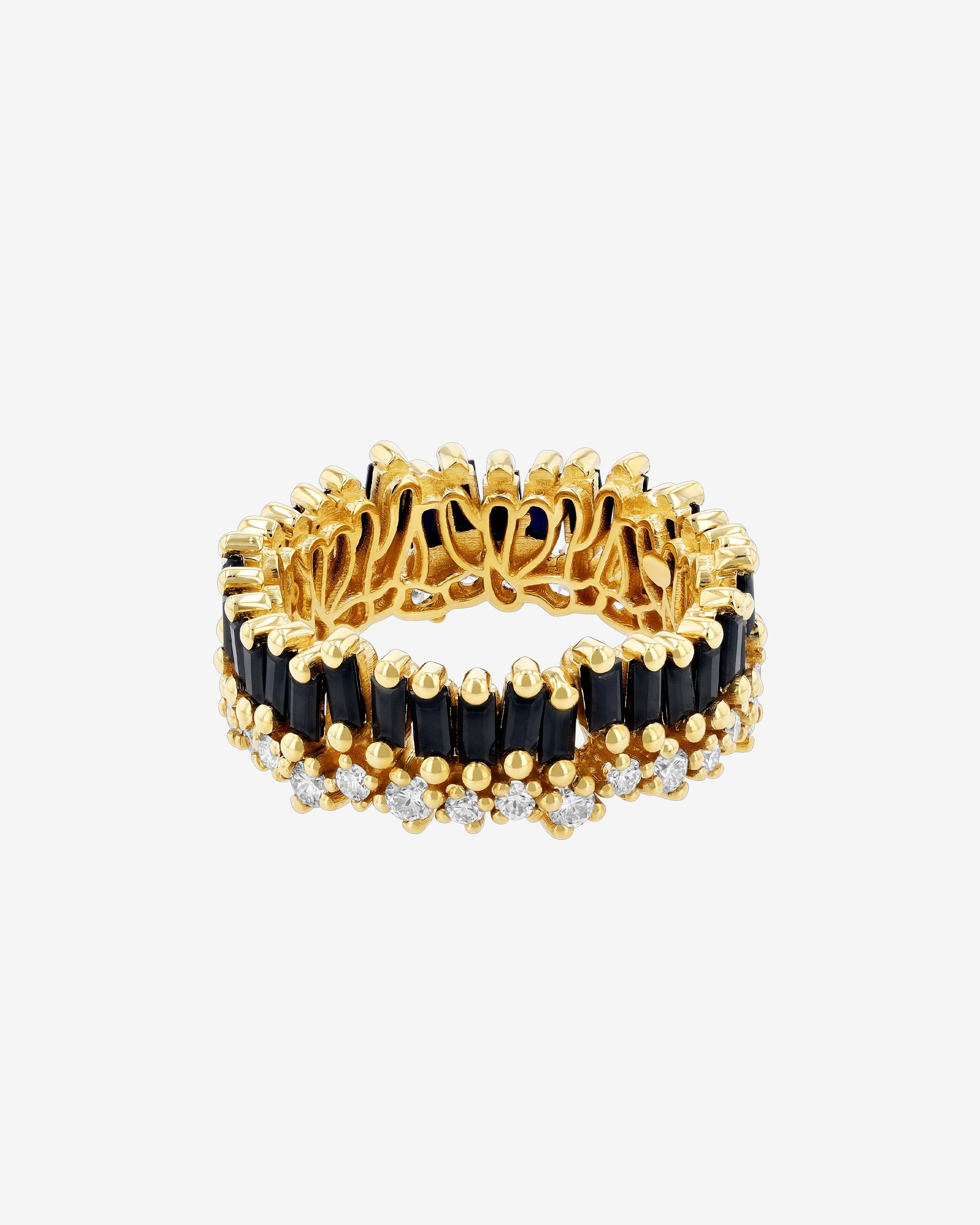 Suzanne Kalan Short Stack Black Sapphire Eternity Band in 18k yellow gold