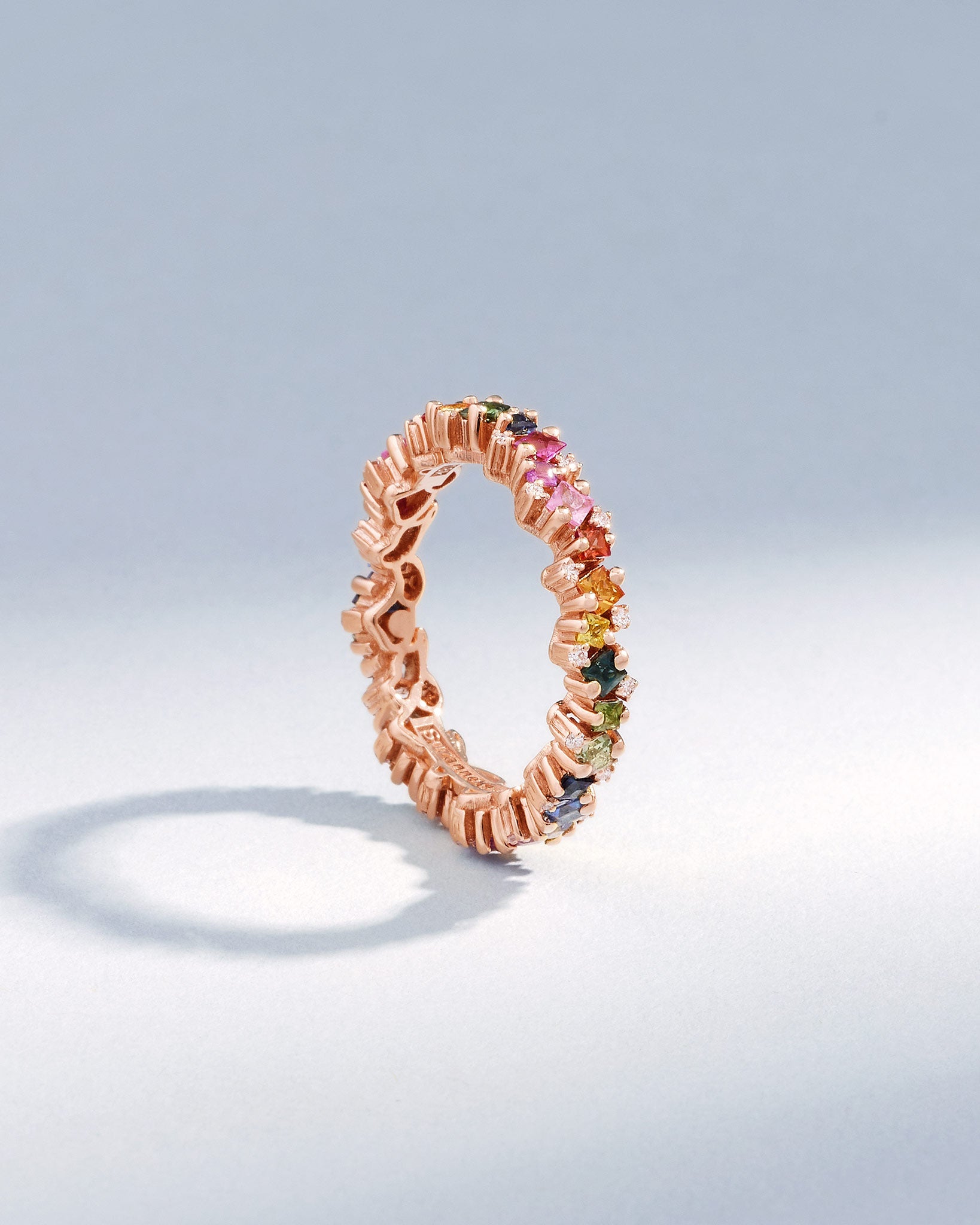 Suzanne Kalan Princess Elsa Rainbow Sapphire Eternity Band in 18k rose gold