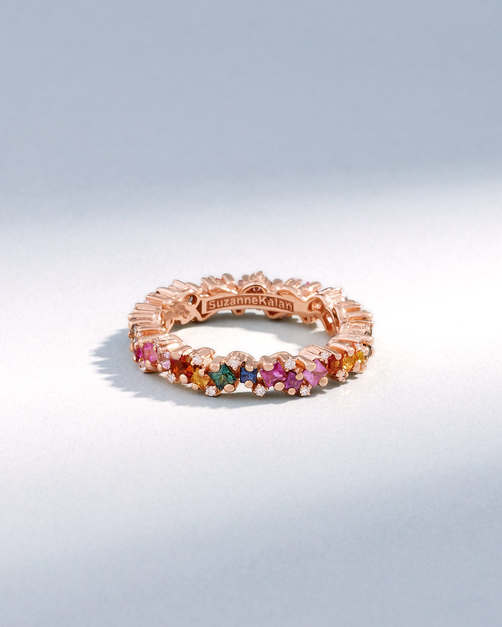 Suzanne Kalan Princess Elsa Rainbow Sapphire Eternity Band in 18k rose gold