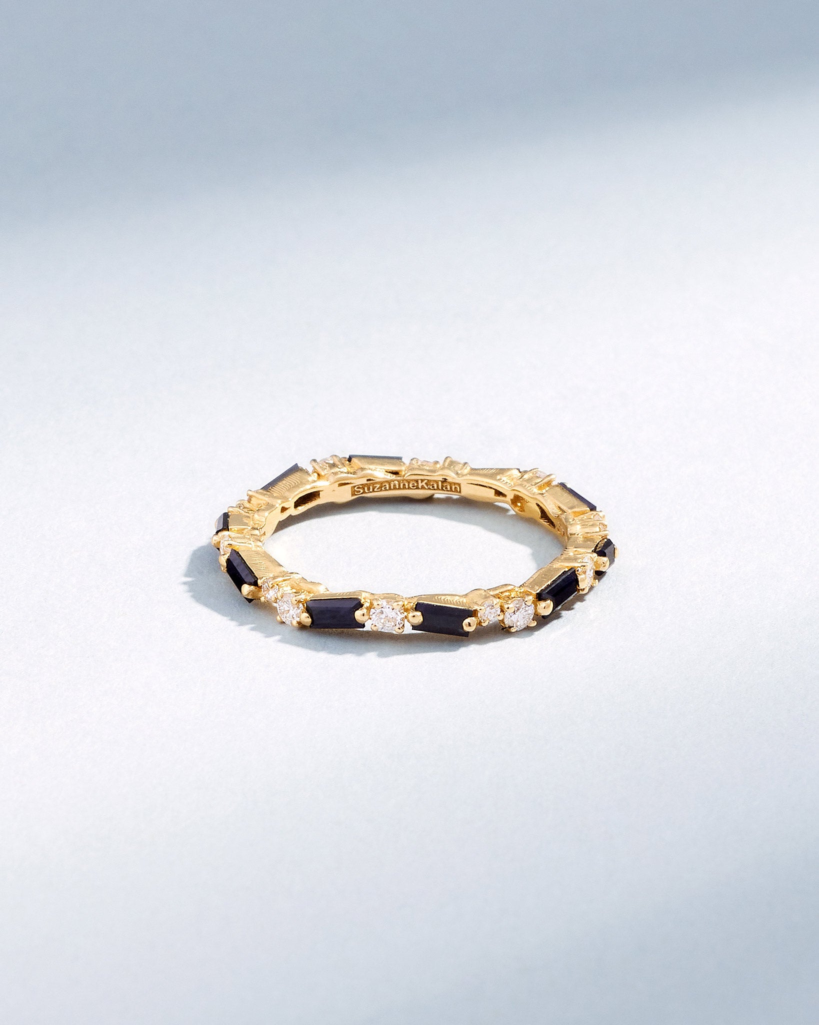 Suzanne Kalan Thin Mix Black Sapphire Eternity Band in 18k yellow gold