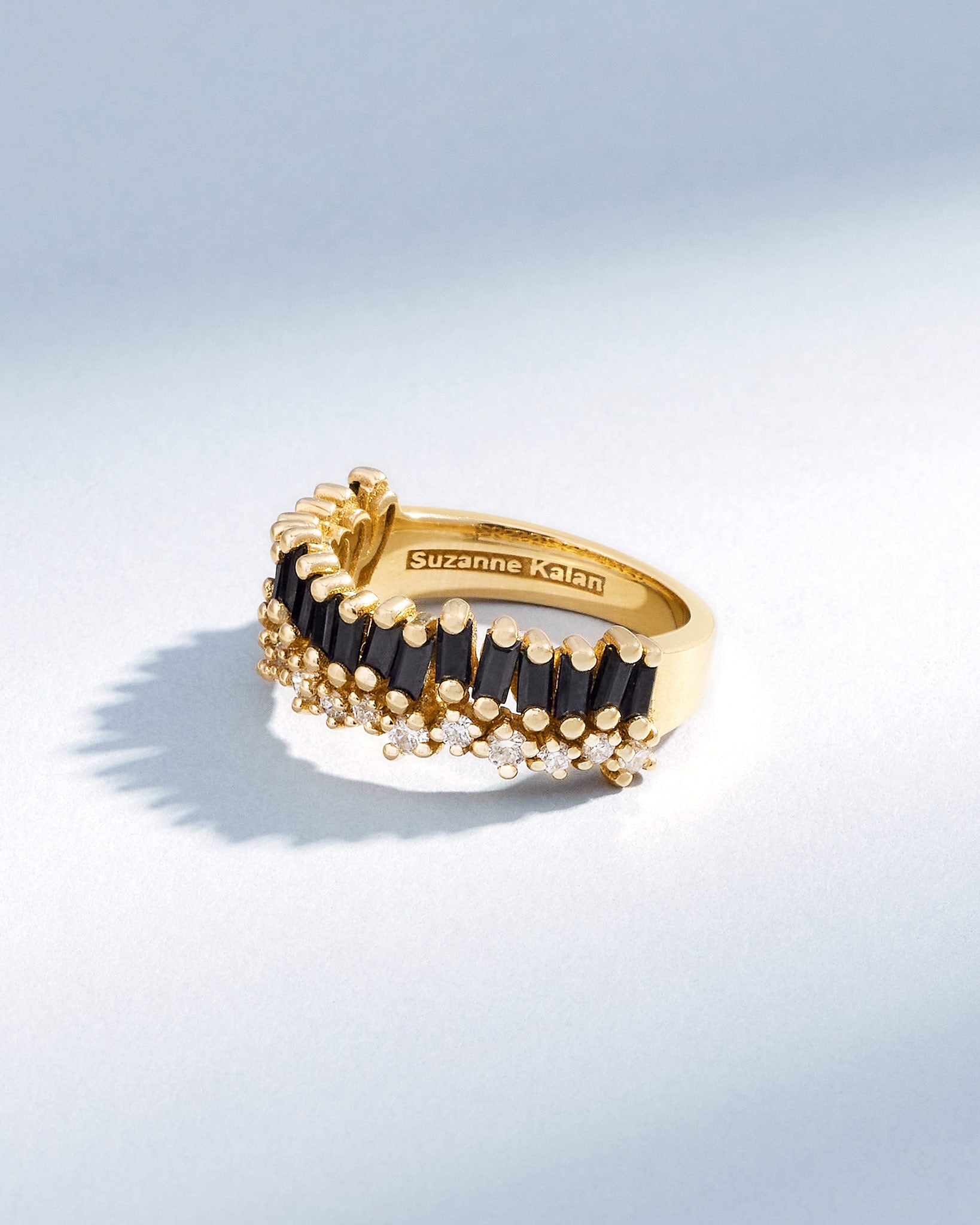 Suzanne Kalan Short Stack Black Sapphire Half Band in 18k yellow gold