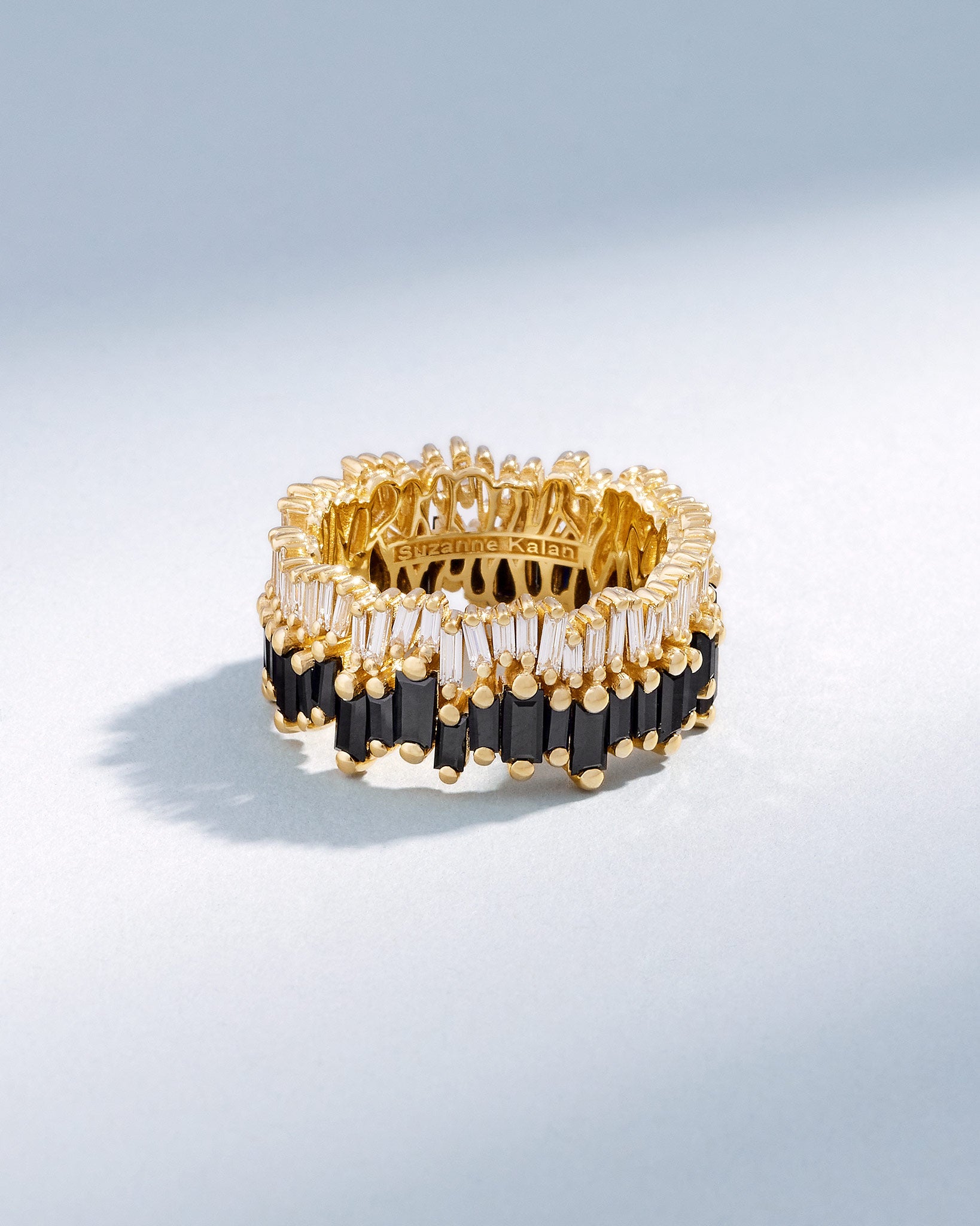 Suzanne Kalan Double Stack Black Sapphire Eternity Band in 18k yellow gold