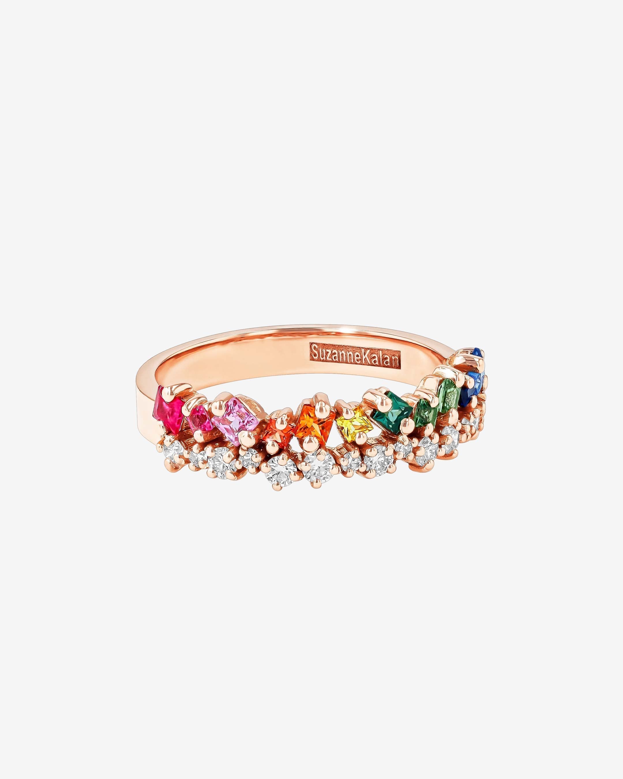 Suzanne Kalan La Fantaisie Short Stack Rainbow Sapphire Half Band in 18k rose gold