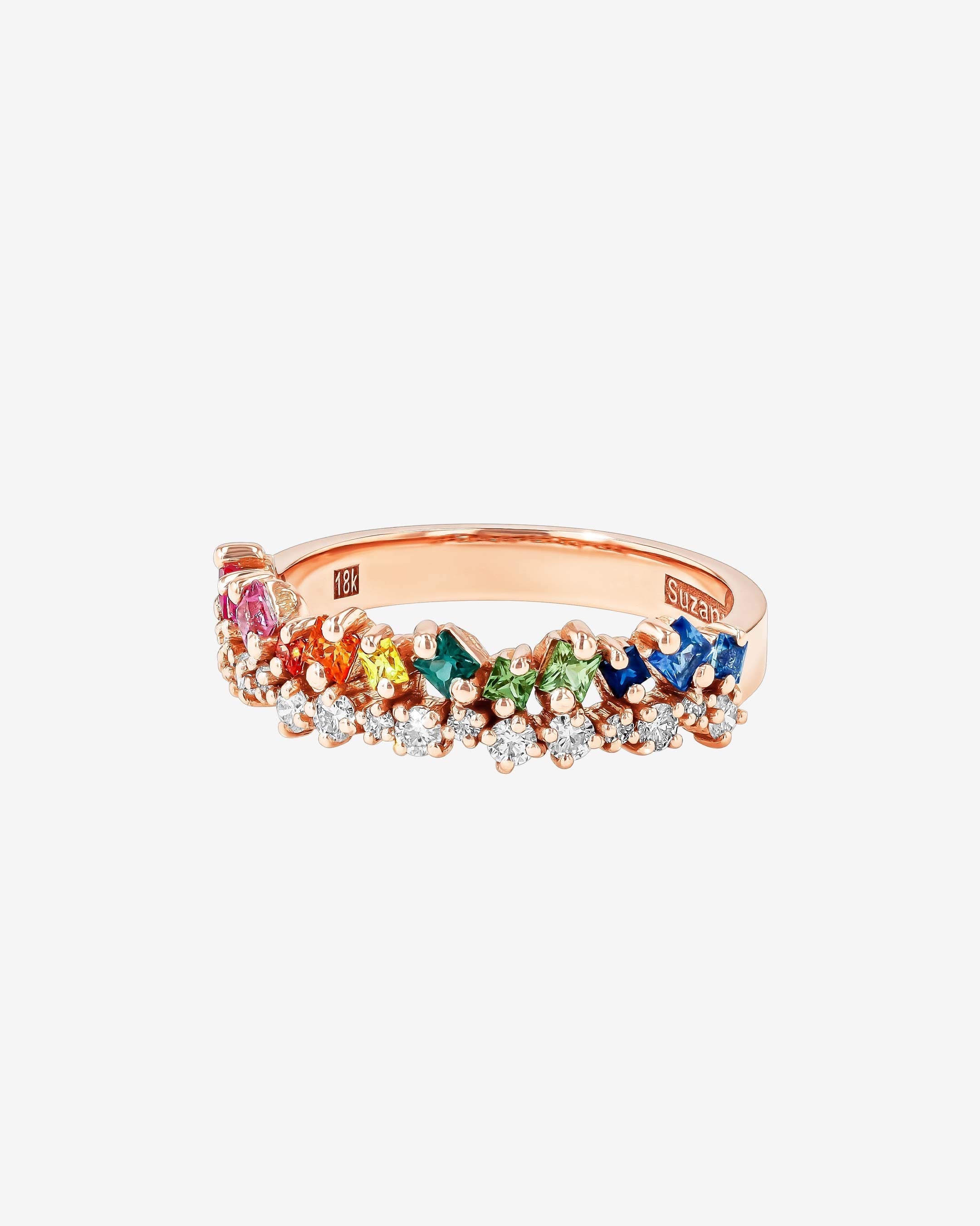 Suzanne Kalan La Fantaisie Short Stack Rainbow Sapphire Half Band in 18k rose gold