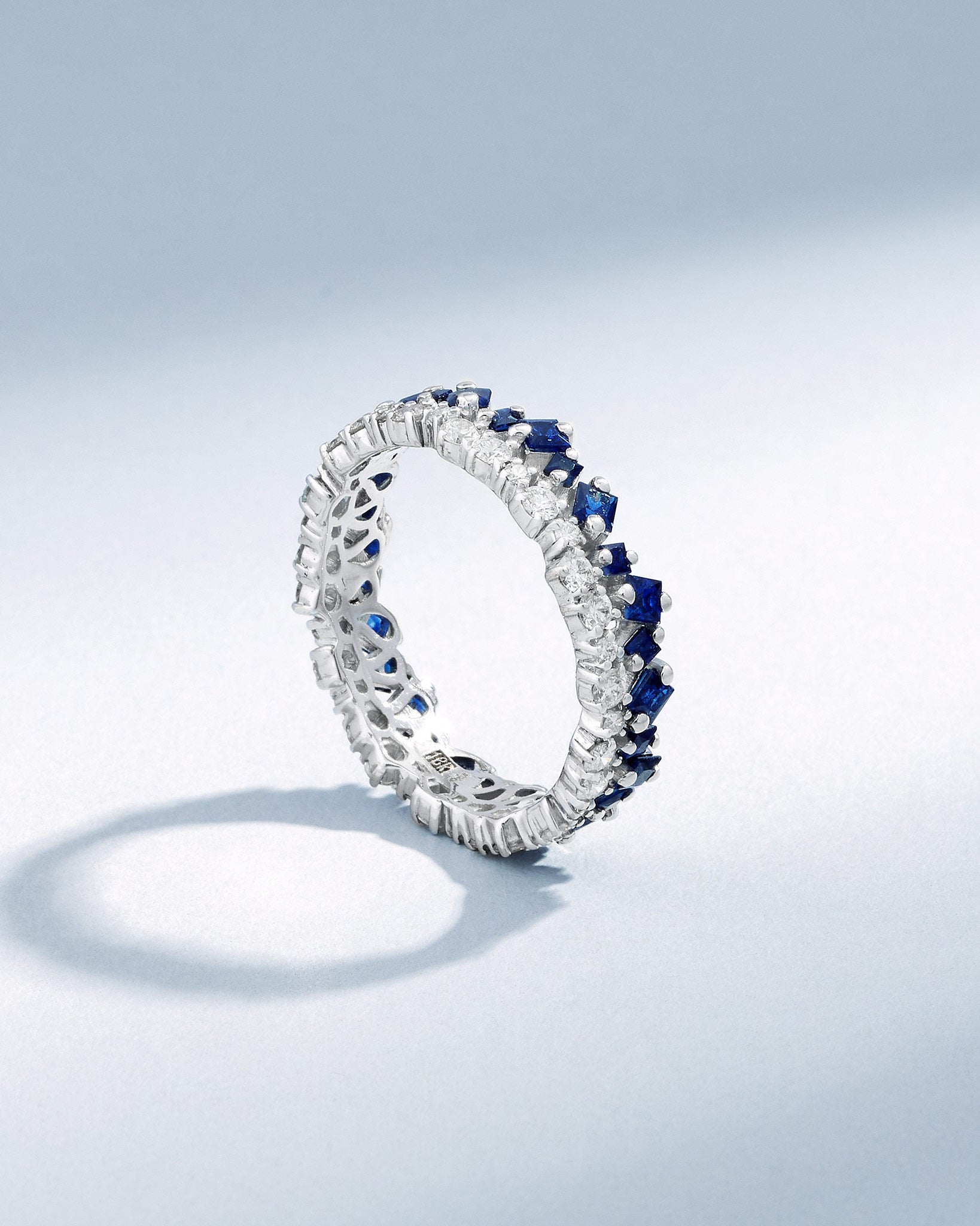 Suzanne Kalan La Fantaisie Short Stack Dark Blue Sapphire Eternity Band in 18k white gold