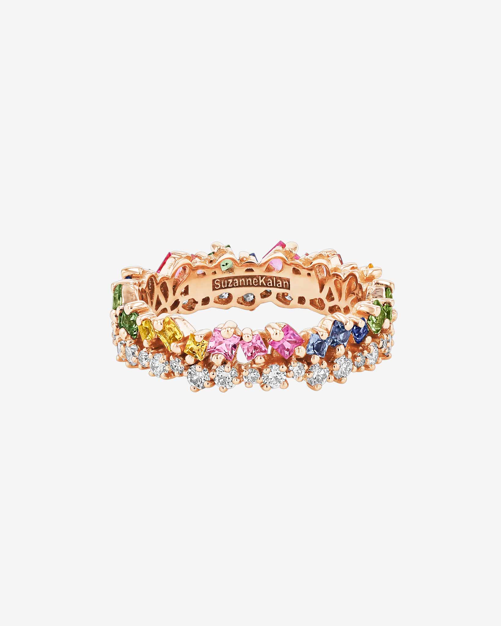 Suzanne Kalan La Fantaisie Short Stack Pastel Sapphire Eternity Band in 18k rose gold
