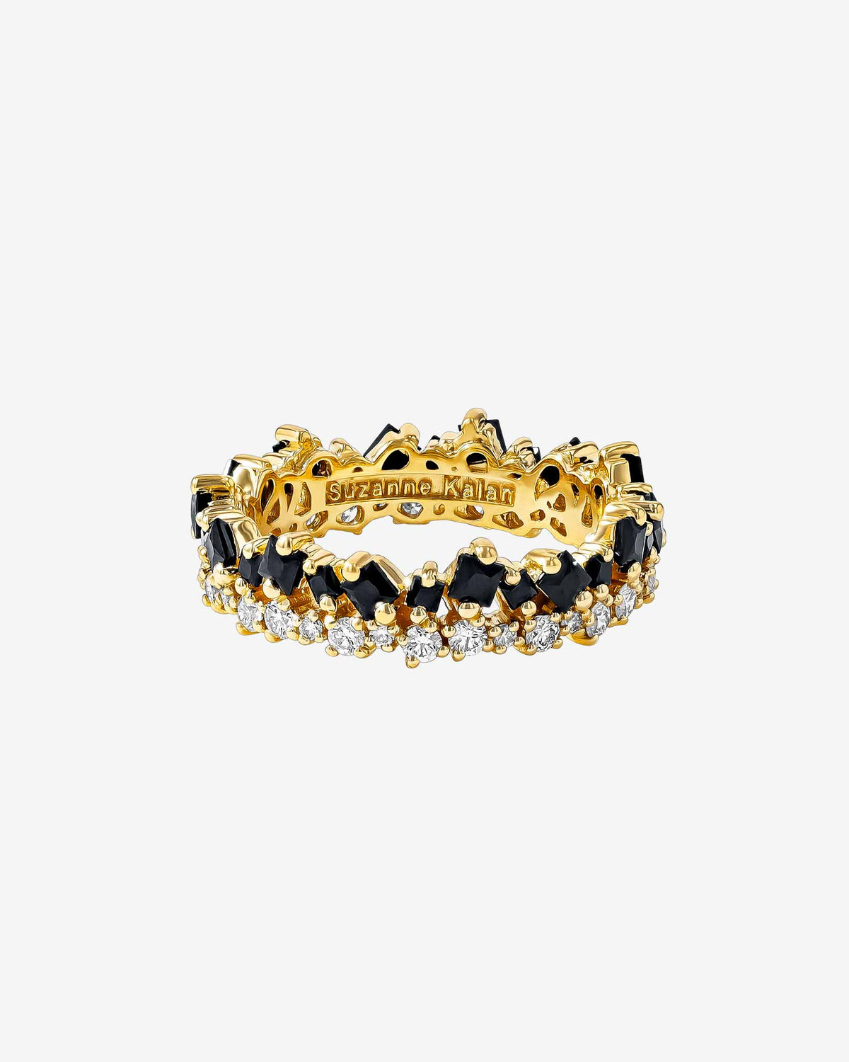 Suzanne Kalan La Fantaisie Short Stack Black Sapphire Eternity Band in 18k yellow gold