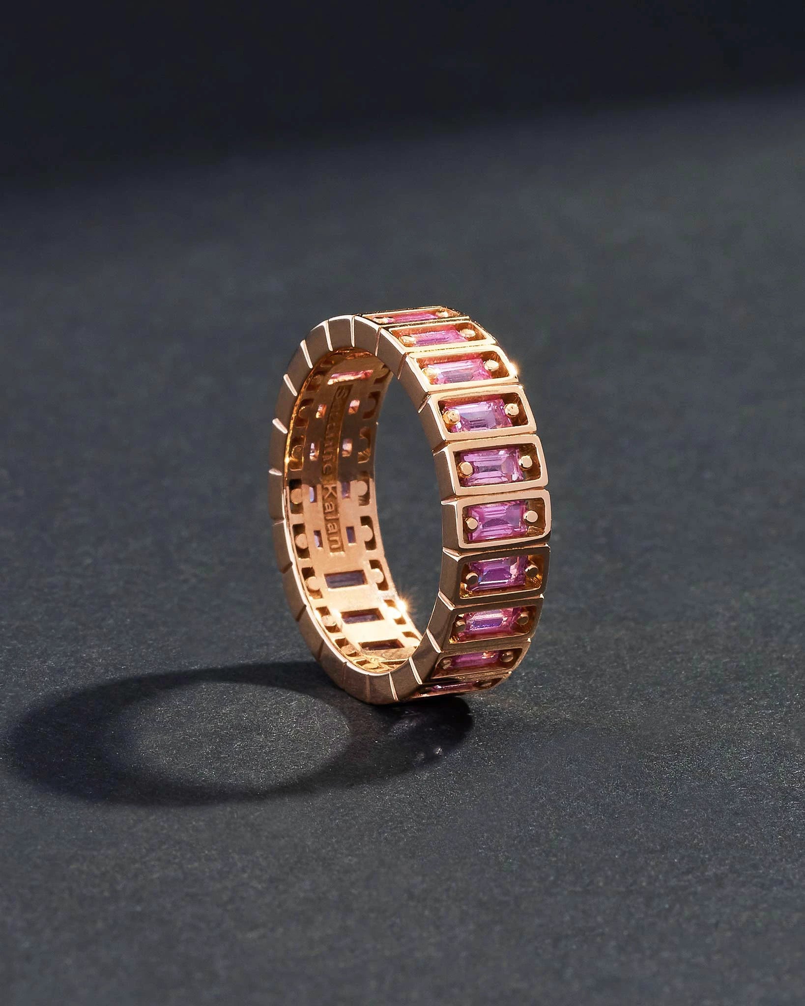 Suzanne Kalan Inlay Large Pink Sapphire Eternity Band in 18k rose gold