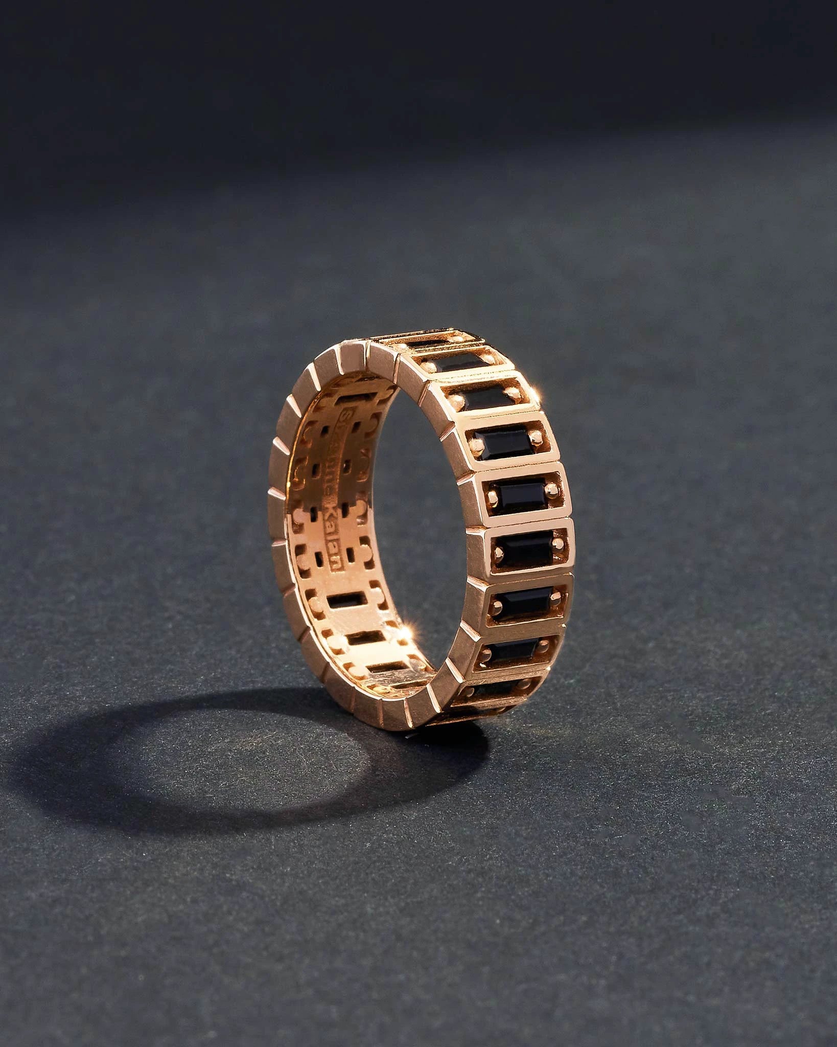 Suzanne Kalan Inlay Large Black Sapphire Eternity Band in 18k rose gold