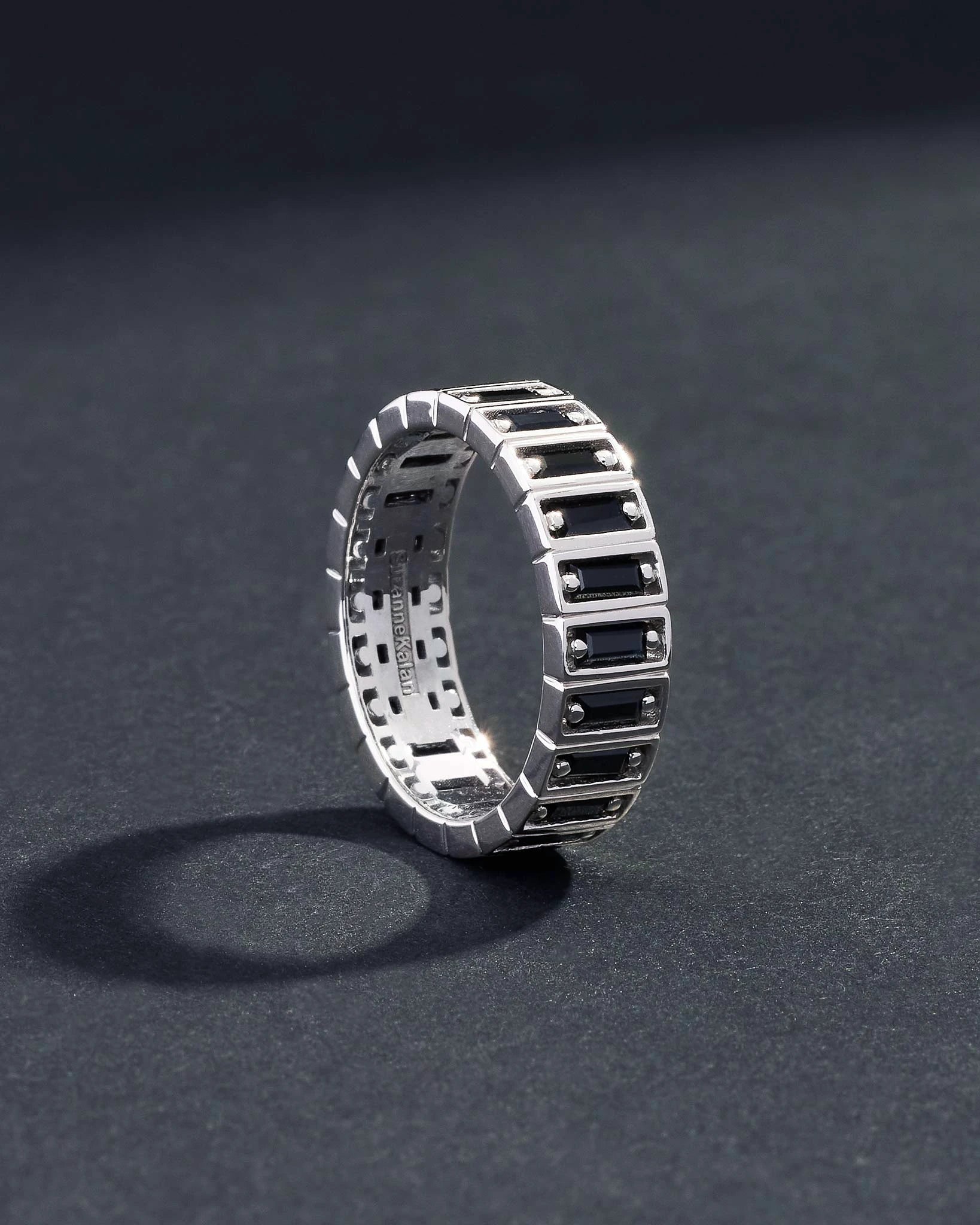 Suzanne Kalan Inlay Large Black Sapphire Eternity Band in 18k white gold