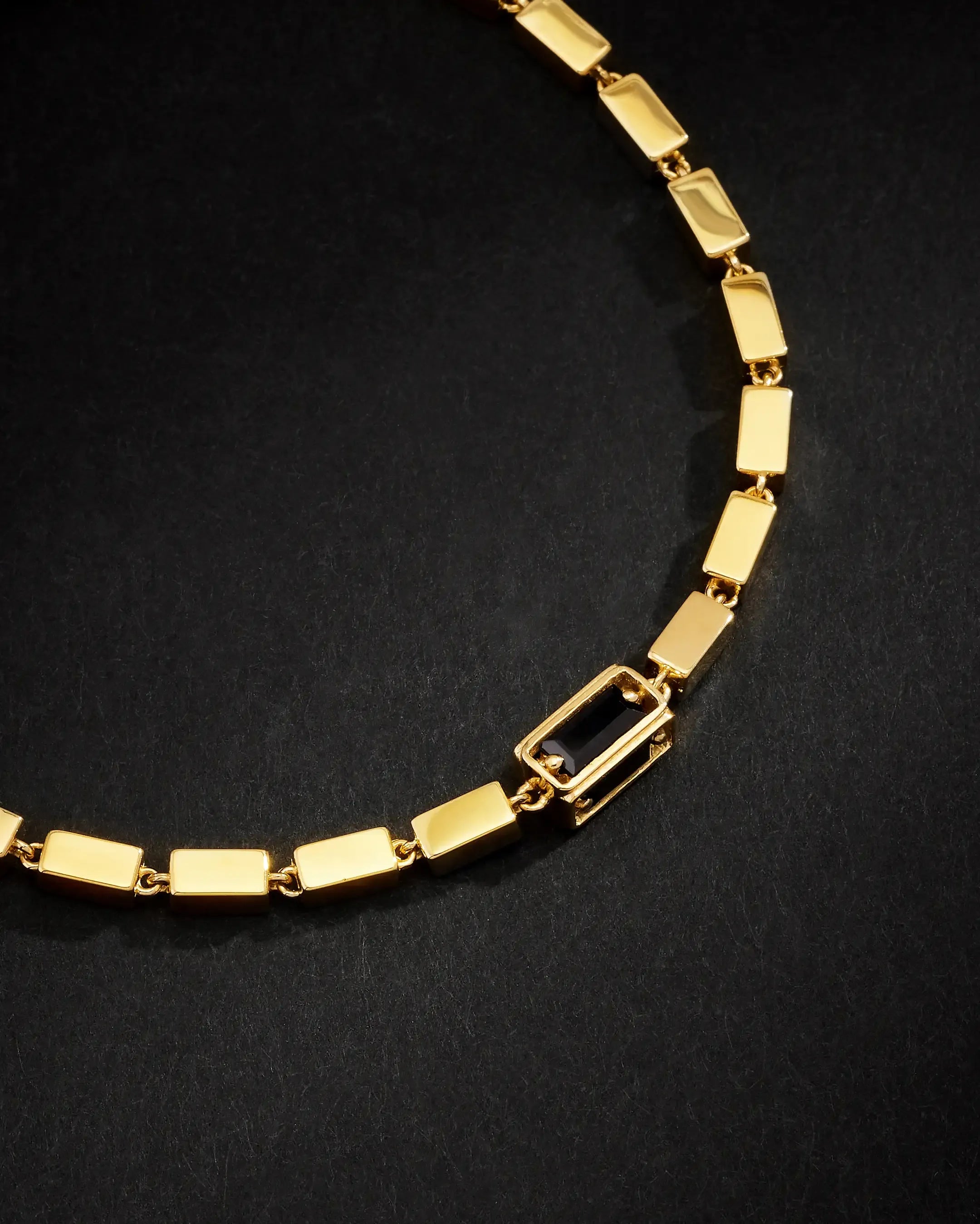Suzanne Kalan Men's Block-Chain Single Black Sapphire Thick Bracelet in 18k yellow gold