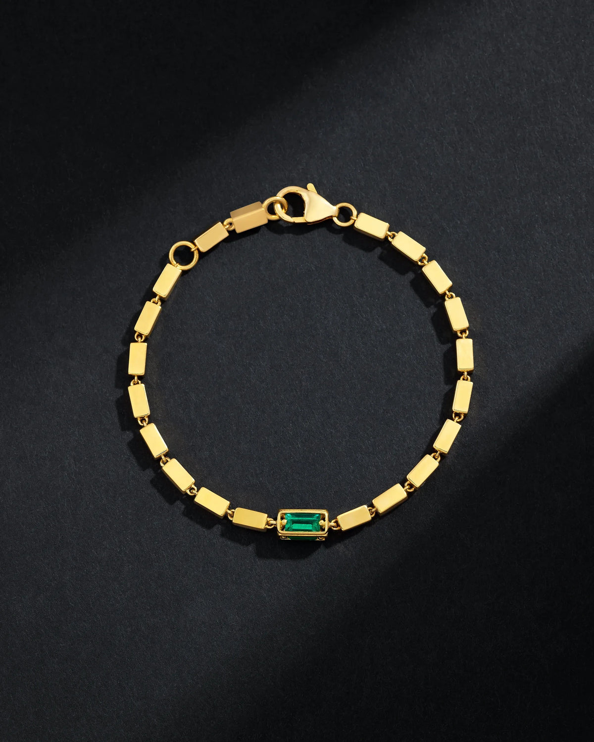 Block-Chain Single Emerald Thick Bracelet | Men's Jewelry
