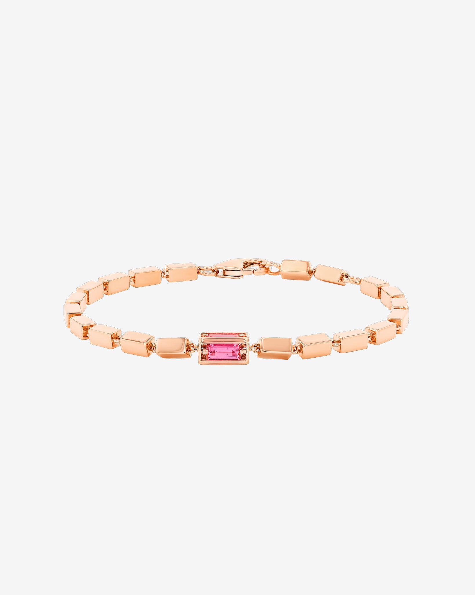 Suzanne Kalan Block-Chain Single Pink Sapphire Thick Bracelet in 18k rose gold