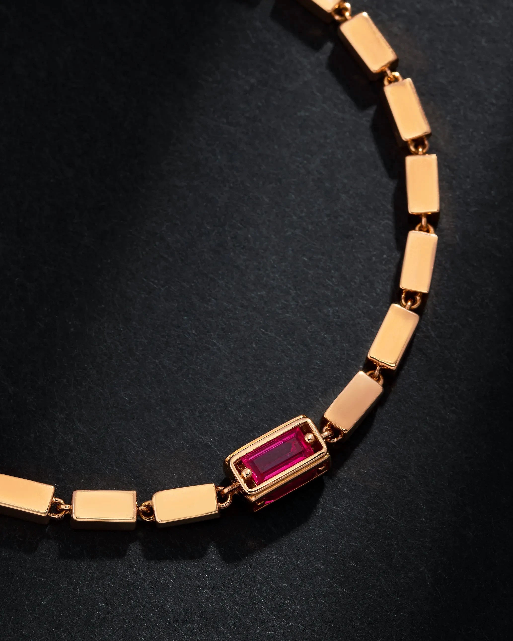 Suzanne Kalan Block-Chain Single Ruby Thick Bracelet in 18k rose gold