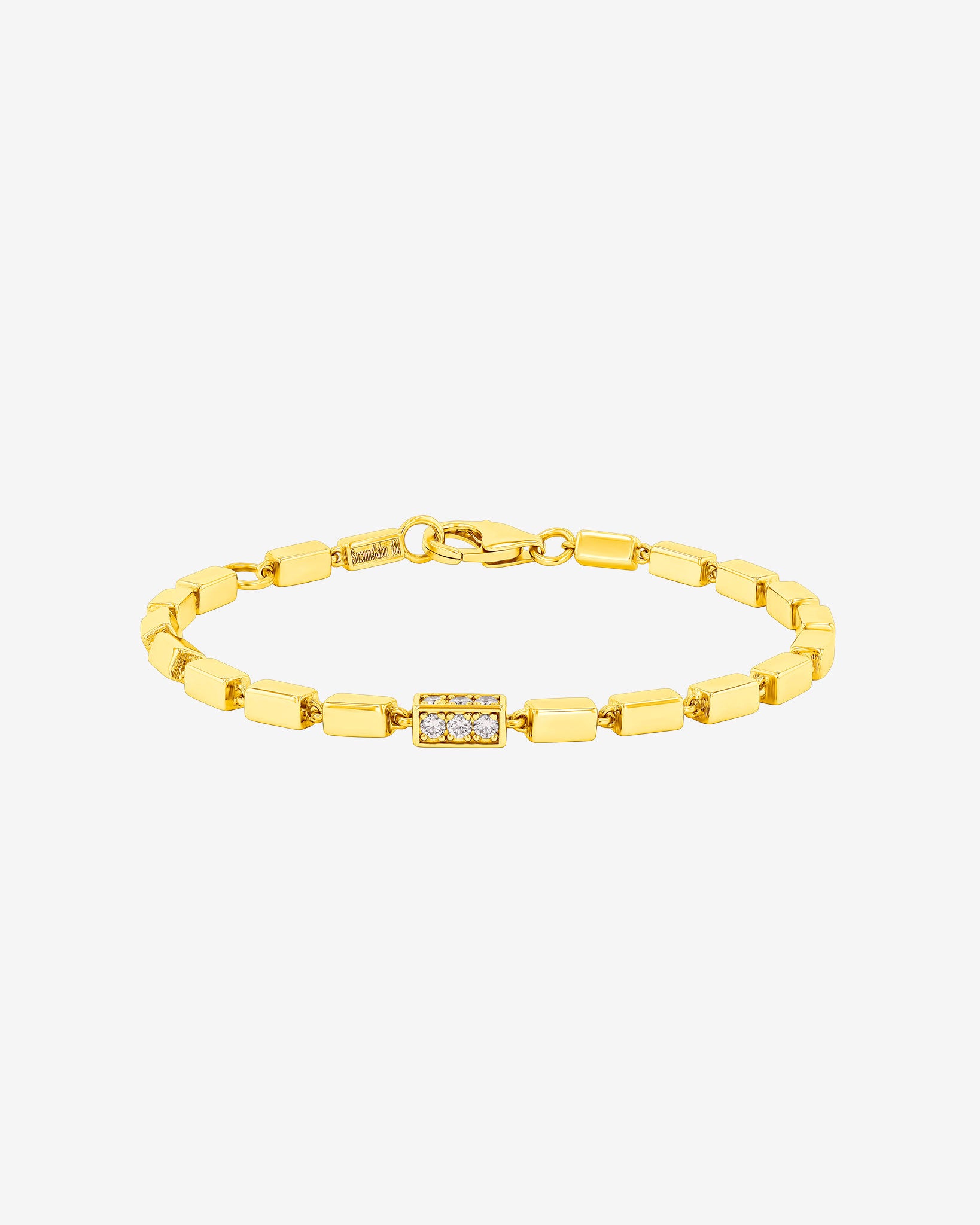 Suzanne Kalan Block-Chain Single Pave Diamond Thick Bracelet in 18k yellow gold