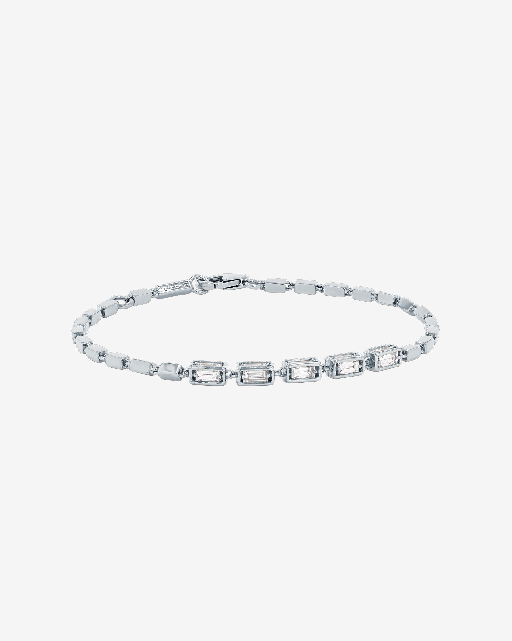 Suzanne Kalan Block-Chain Multi-Diamond Medium Bracelet in 18k white gold