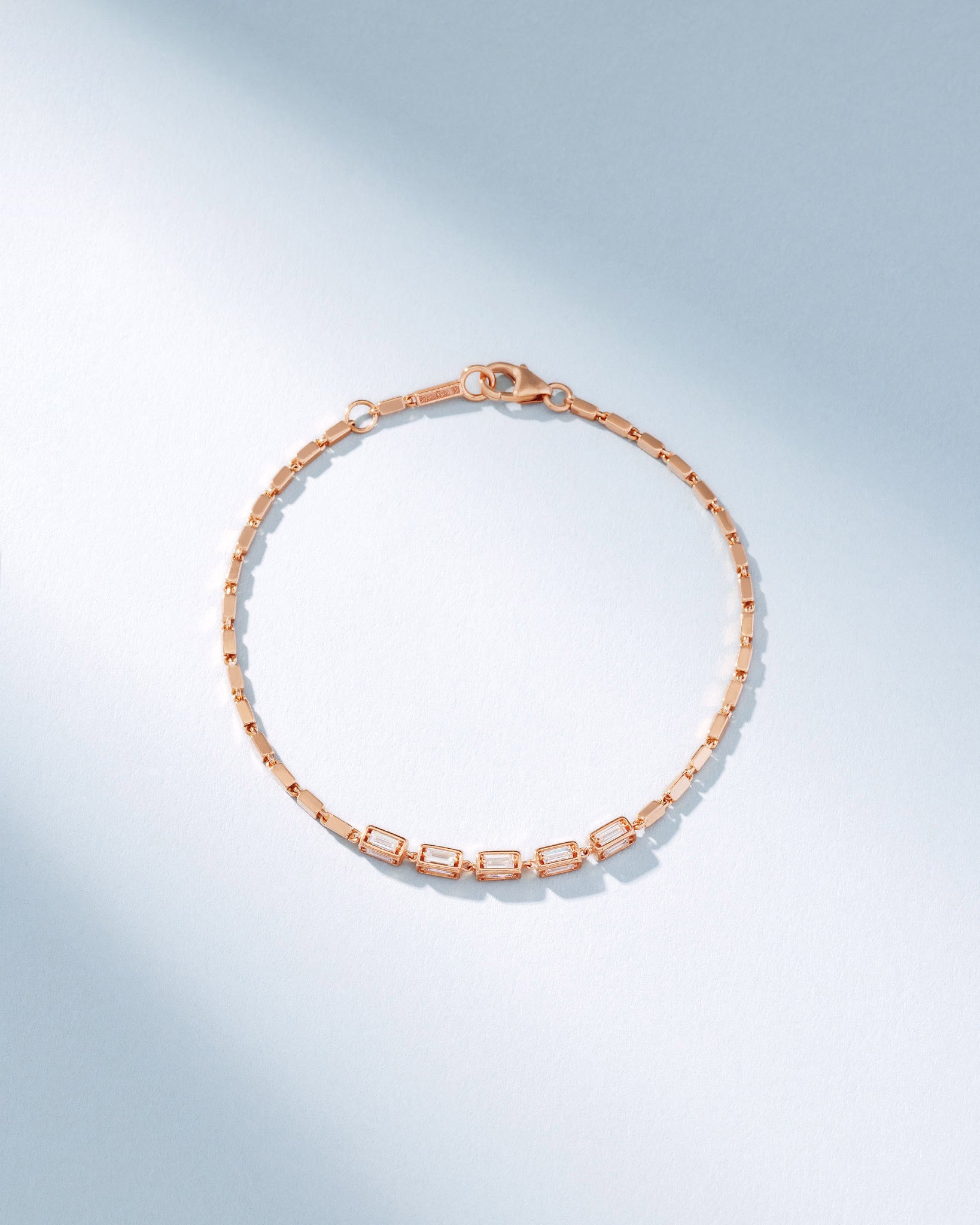 Suzanne Kalan Block-Chain Multi Diamond Thin Bracelet in 18k rose gold