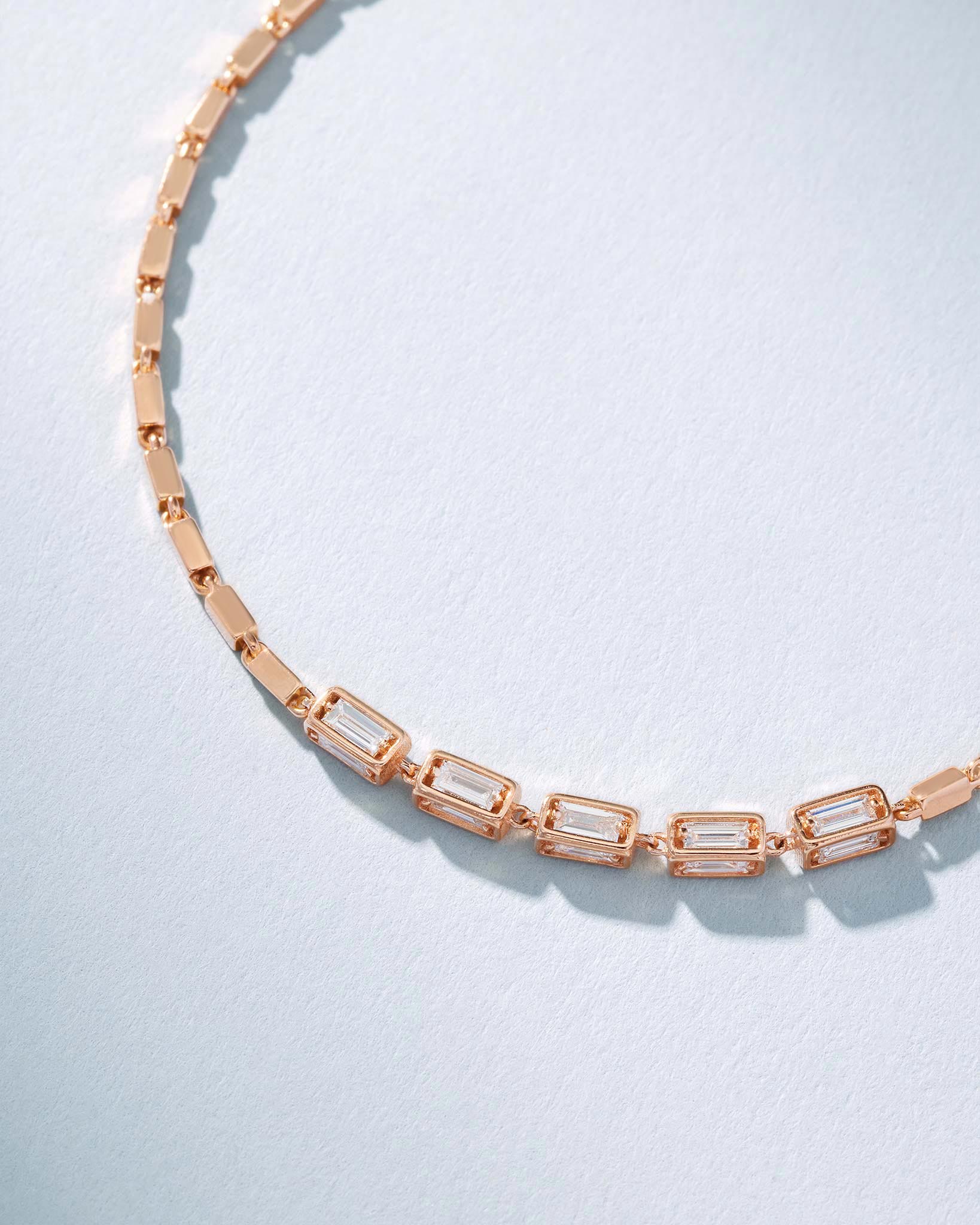 Suzanne Kalan Block-Chain Multi Diamond Thin Bracelet in 18k rose gold