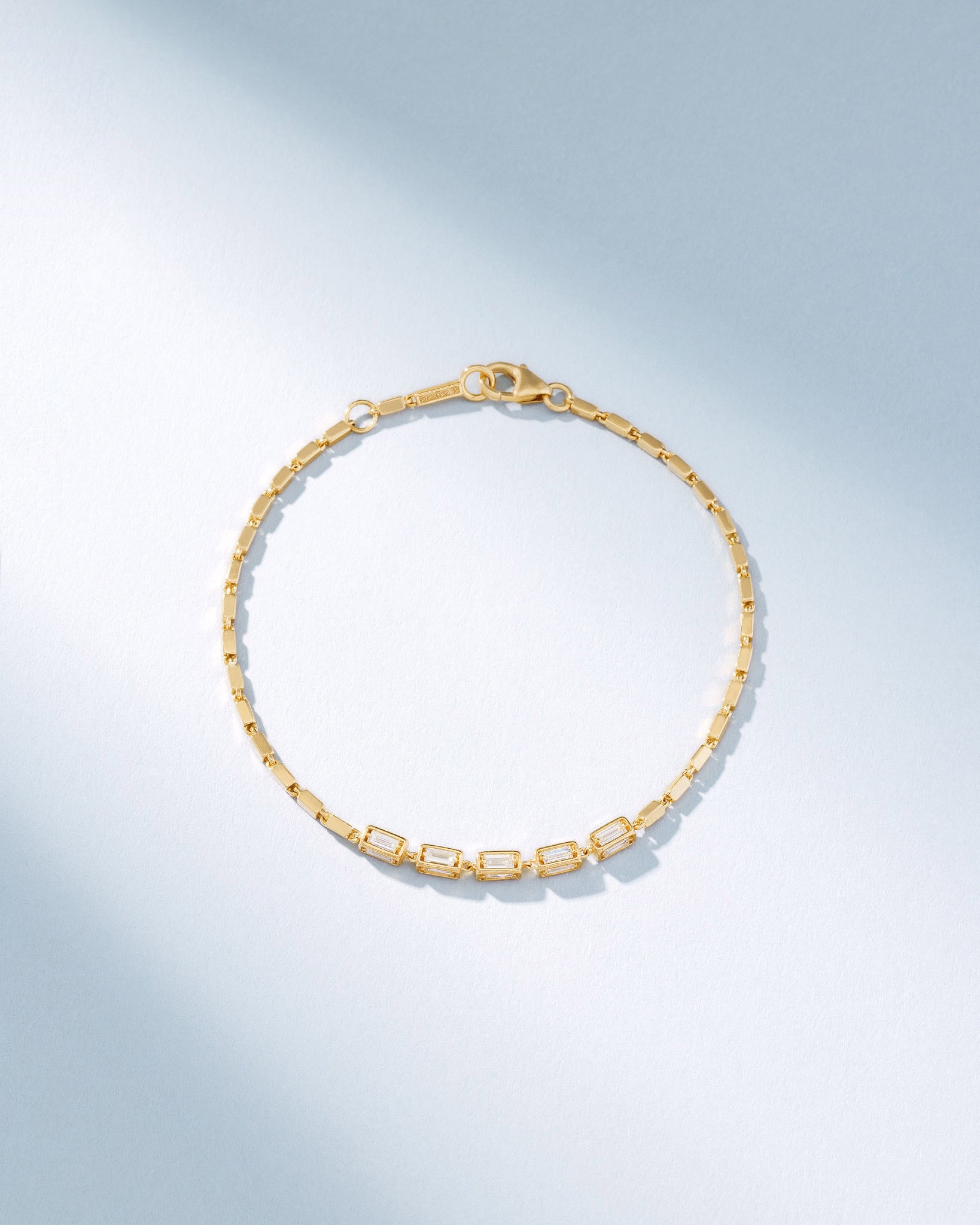 Suzanne Kalan Block-Chain Multi Diamond Thin Bracelet in 18k yellow gold
