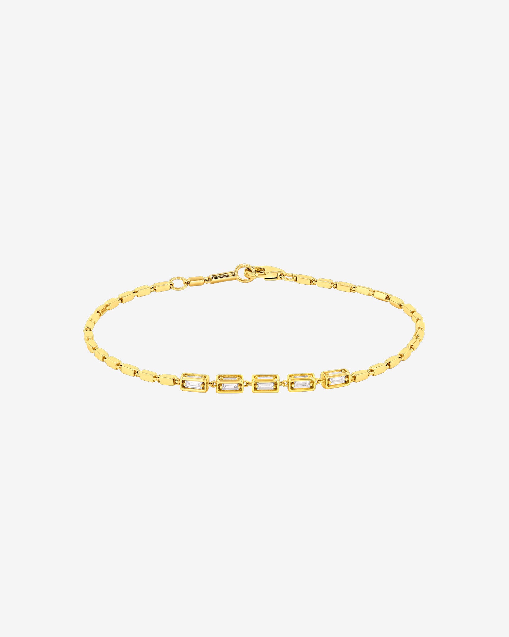 Suzanne Kalan Block-Chain Multi Diamond Thin Bracelet in 18k yellow gold