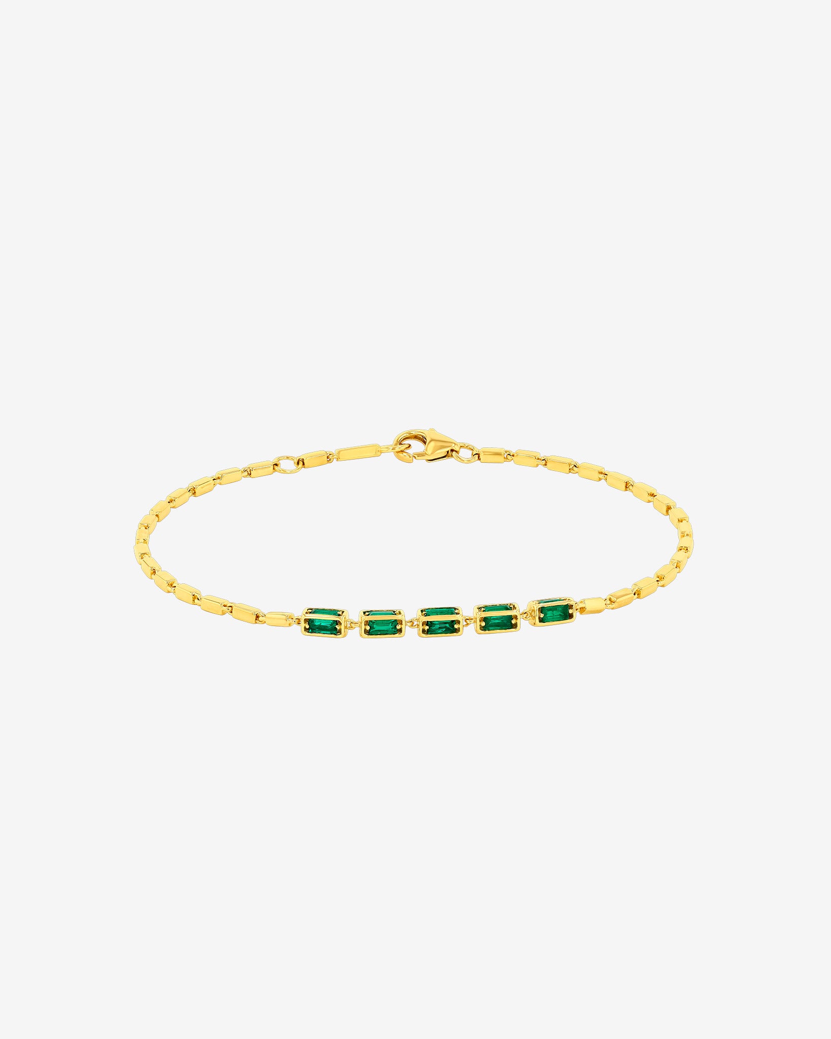 Suzanne Kalan Block-Chain Multi-Emerald Thin Bracelet in 18k yellow gold