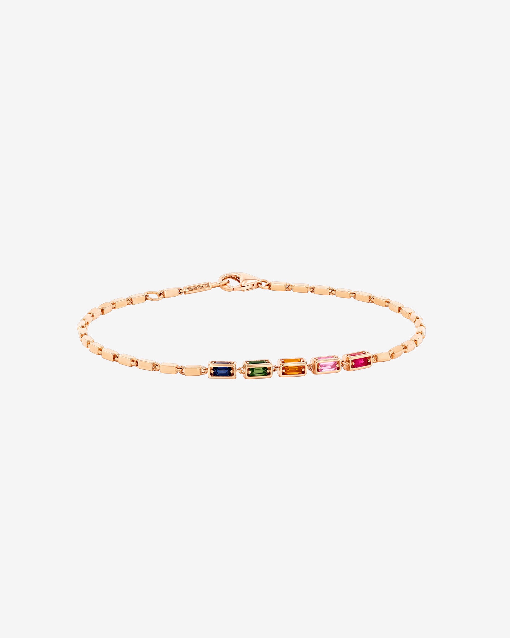 Suzanne Kalan Block-Chain Multi Rainbow Sapphire Thin Bracelet in 18k rose gold