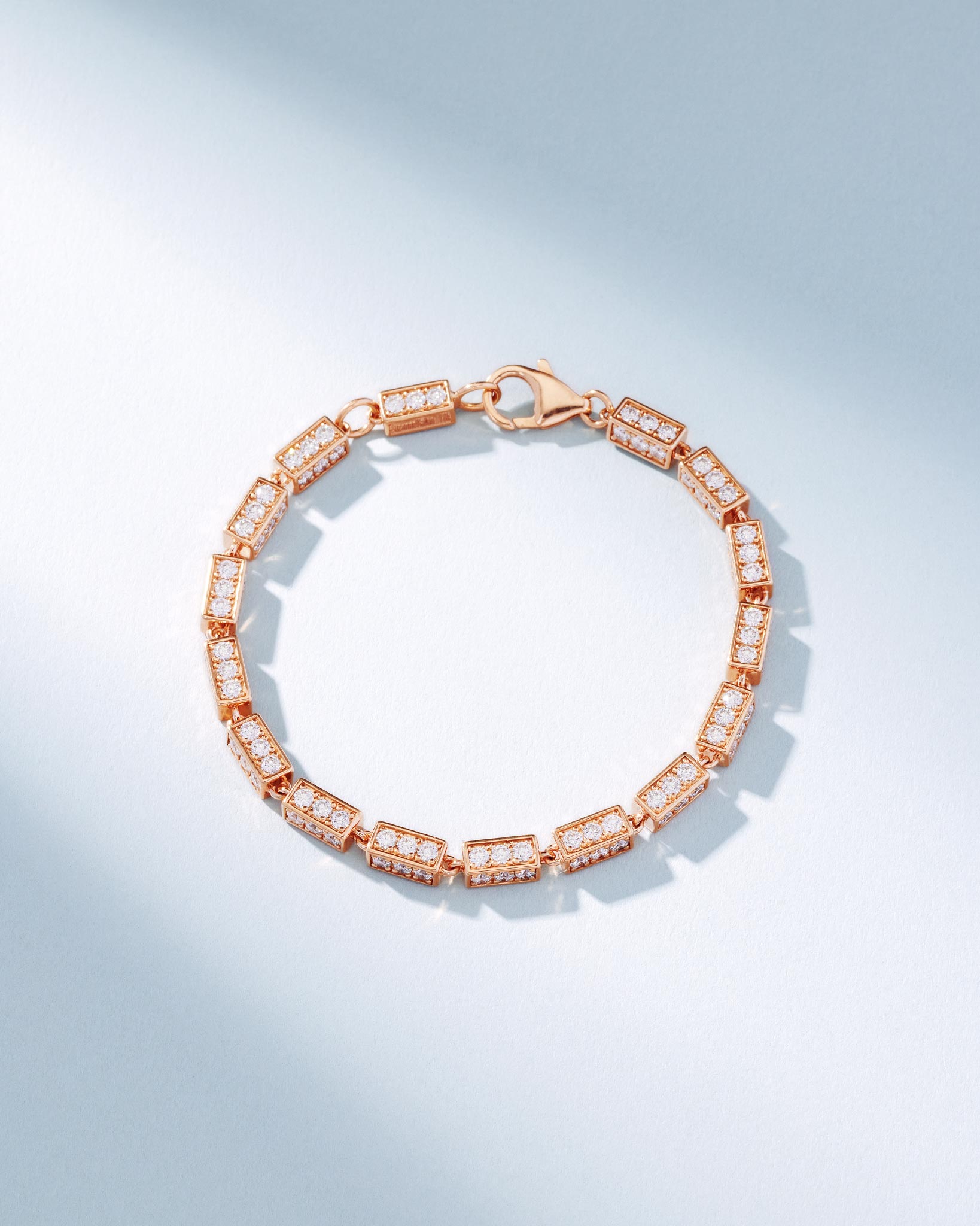 Suzanne Kalan Block-Chain Full Pave Diamond Thick Bracelet in 18k rose gold