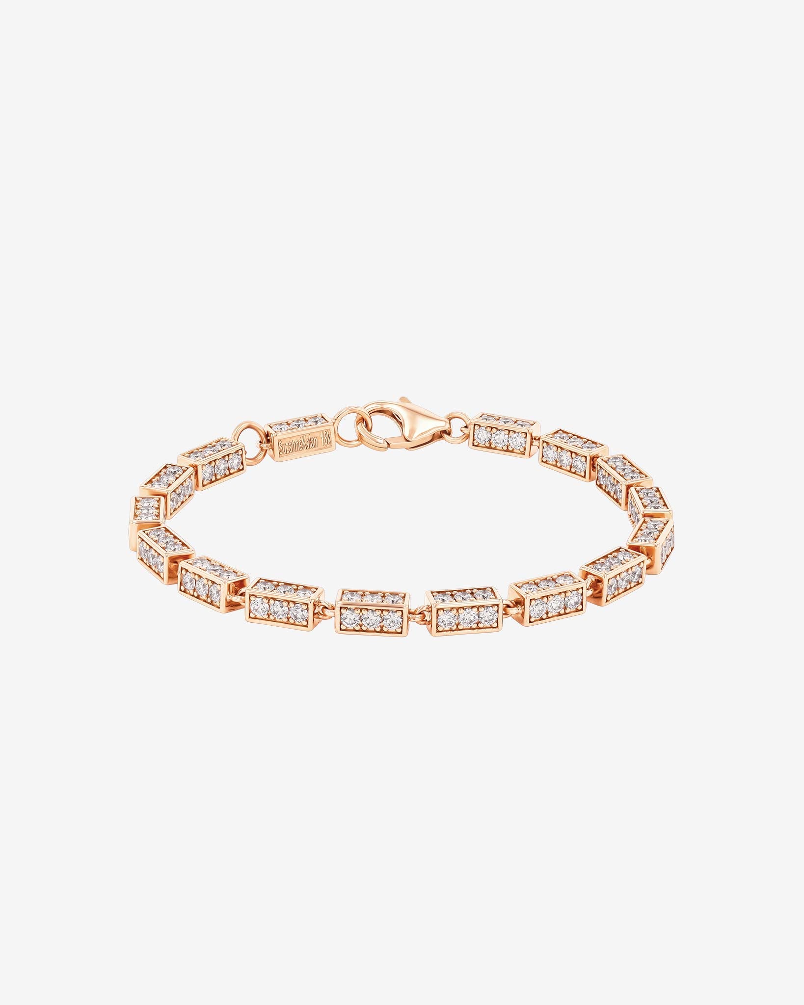 Suzanne Kalan Block-Chain Full Pave Diamond Thick Bracelet in 18k rose gold