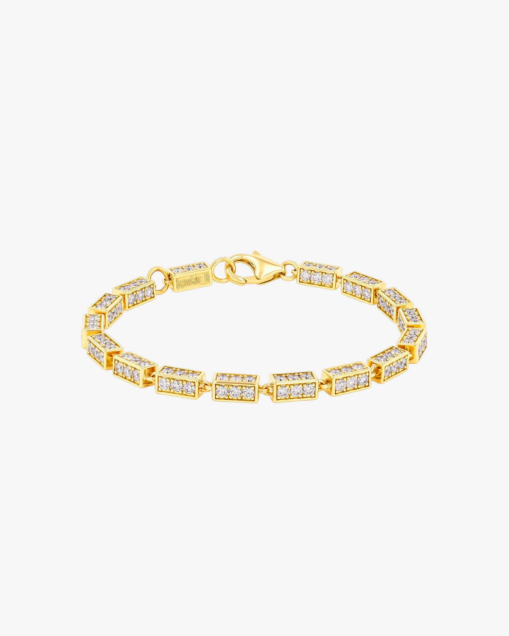 Suzanne Kalan Block-Chain Full Pave Diamond Thick Bracelet in 18k yellow gold