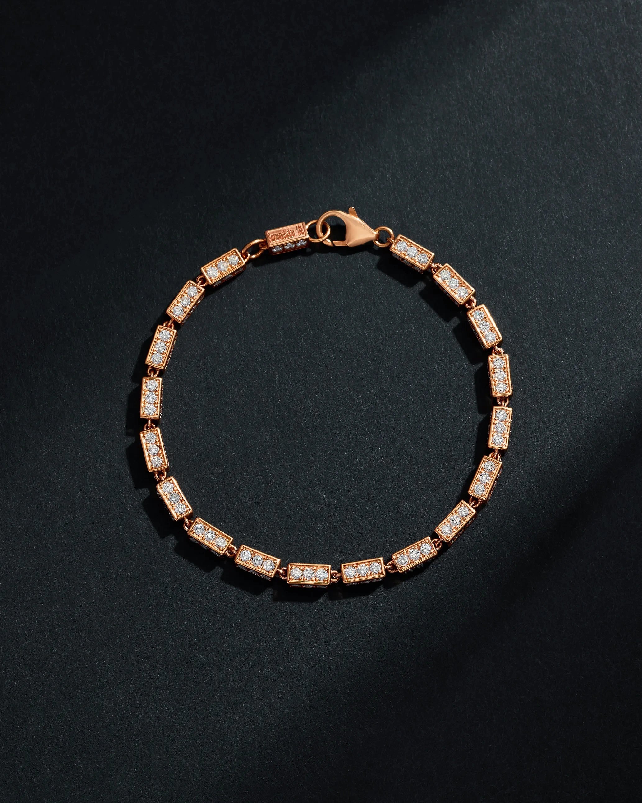 Suzanne Kalan Block-Chain Full Pave Diamond Thick Bracelet in 18k rose gold