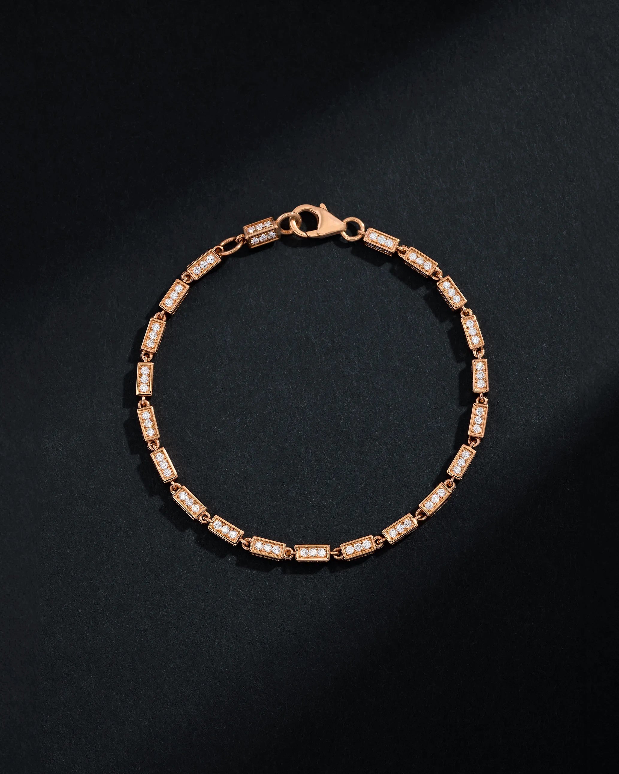 Suzanne Kalan Block-Chain Full Pave Diamond Medium Bracelet in 18k rose gold
